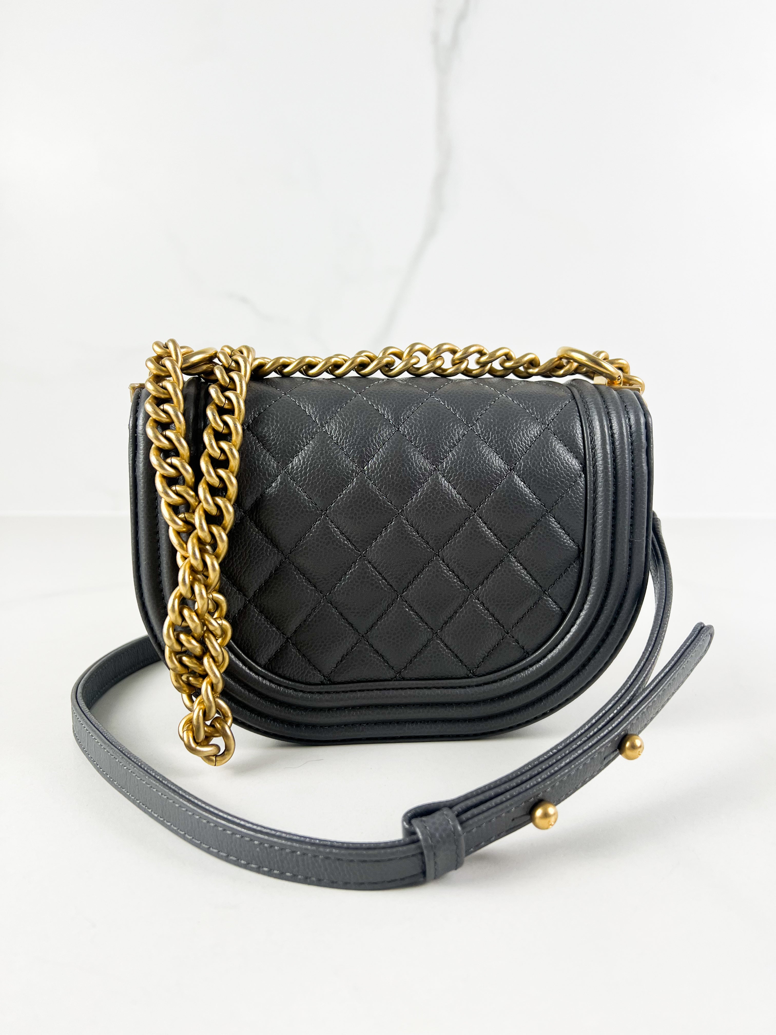 Chanel Half Moon Caviar Bag in Grey