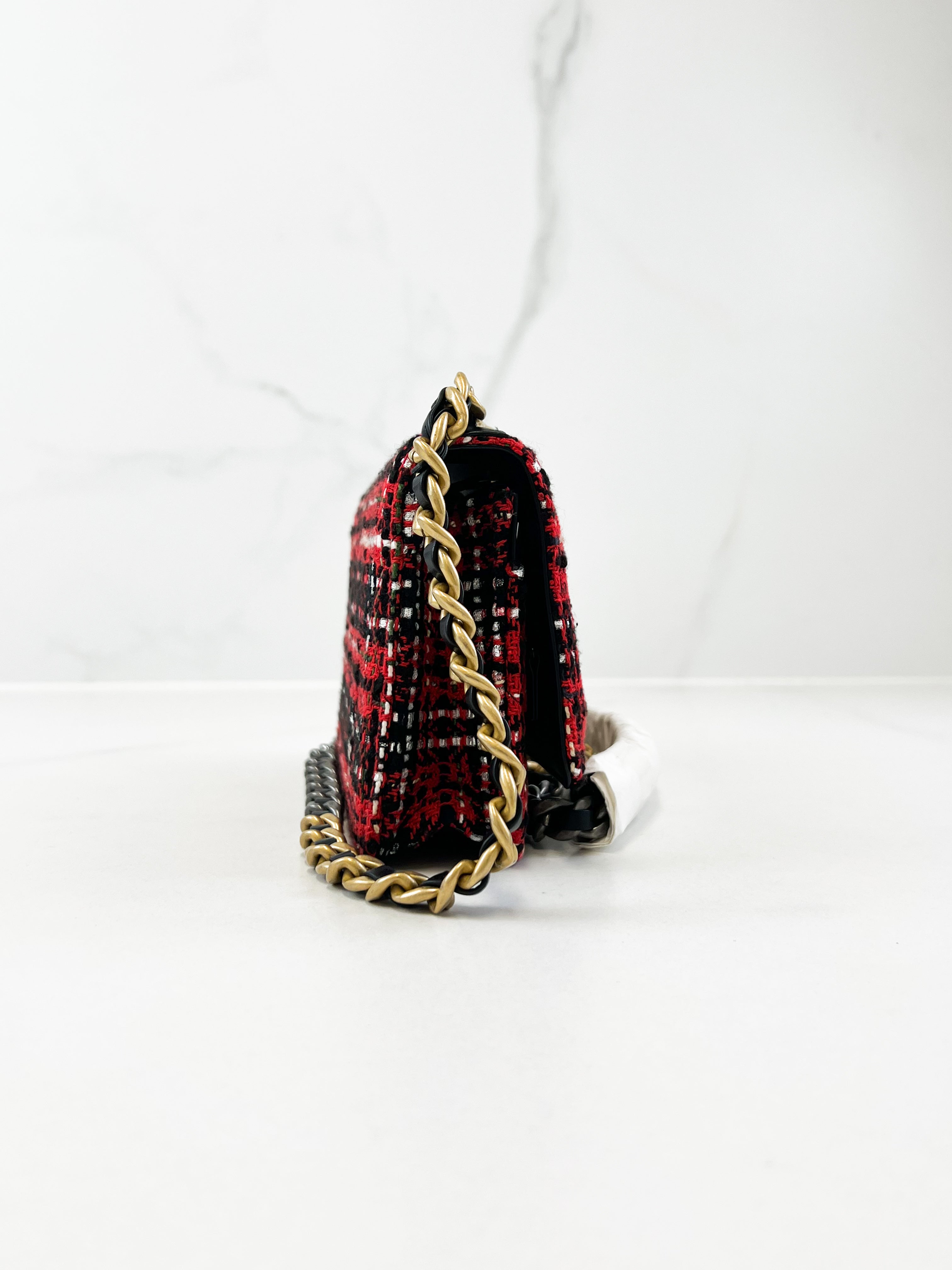 Chanel 19 Wool Tweed & Gold Tone Metal Wallet on Chain