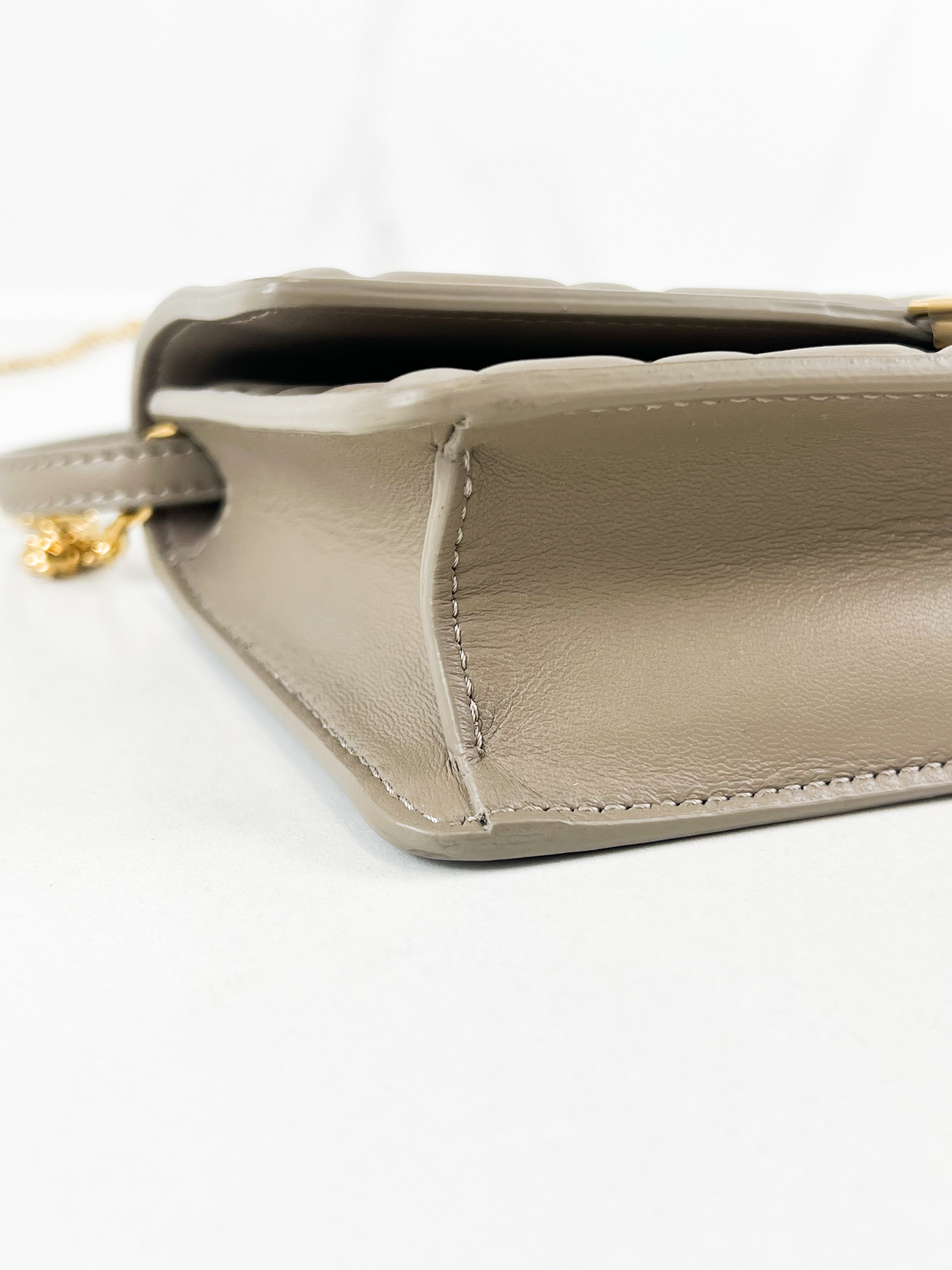 Fendi FF Wallet On Chain Baguette in Dove Grey Nappa Leather