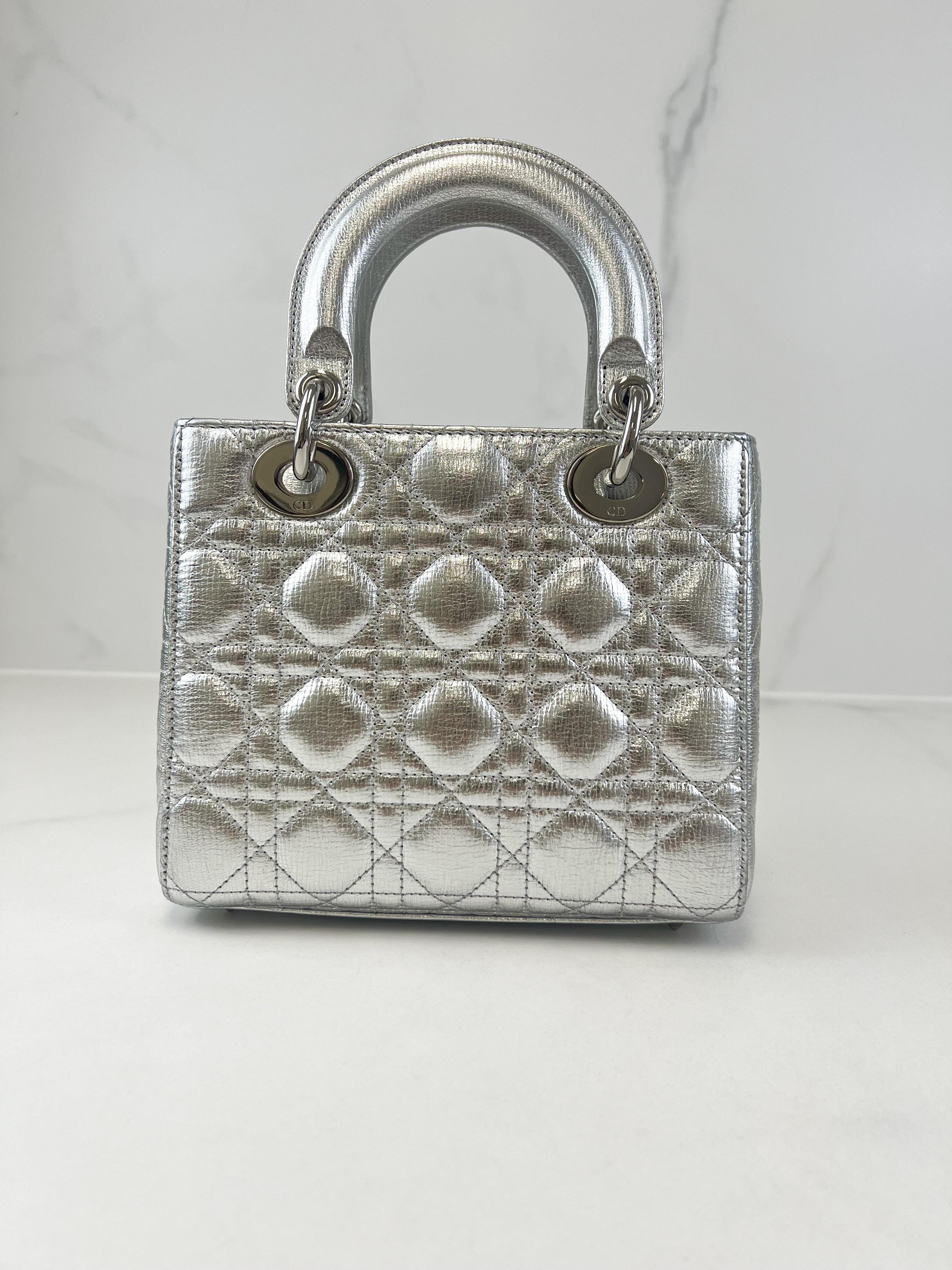 Christian Dior Small Lady Dior Silver with SHW