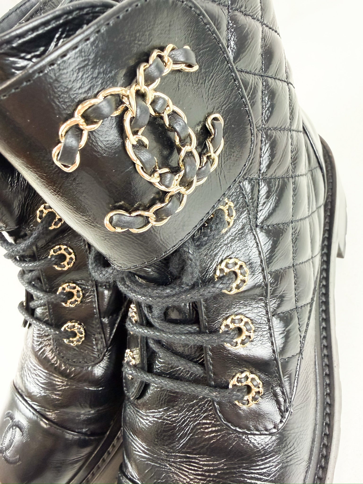 Chanel Quilted Combat Boot Size 39C