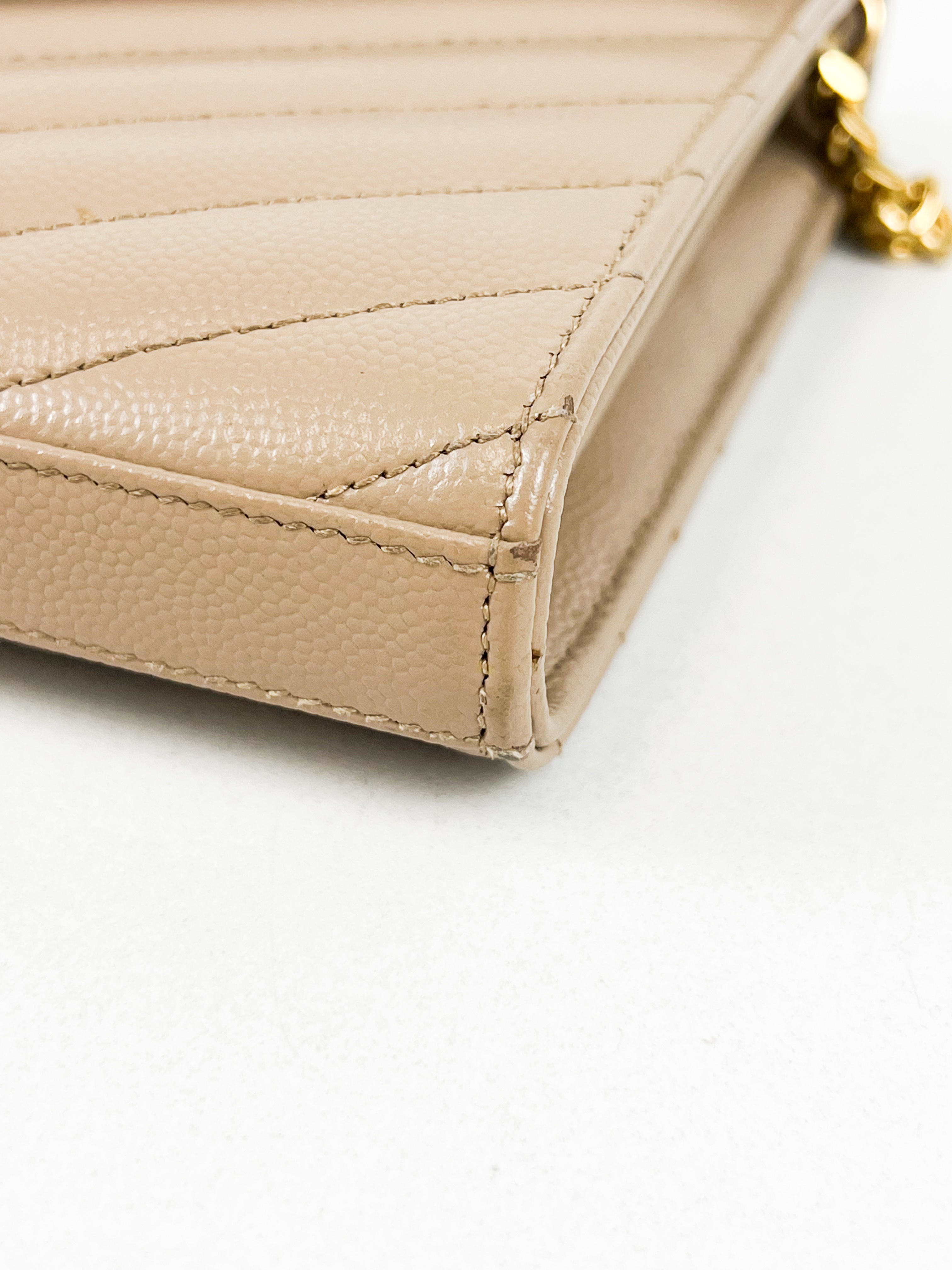 Saint Laurent Cassandra Matelasse Envelope Wallet on Chain