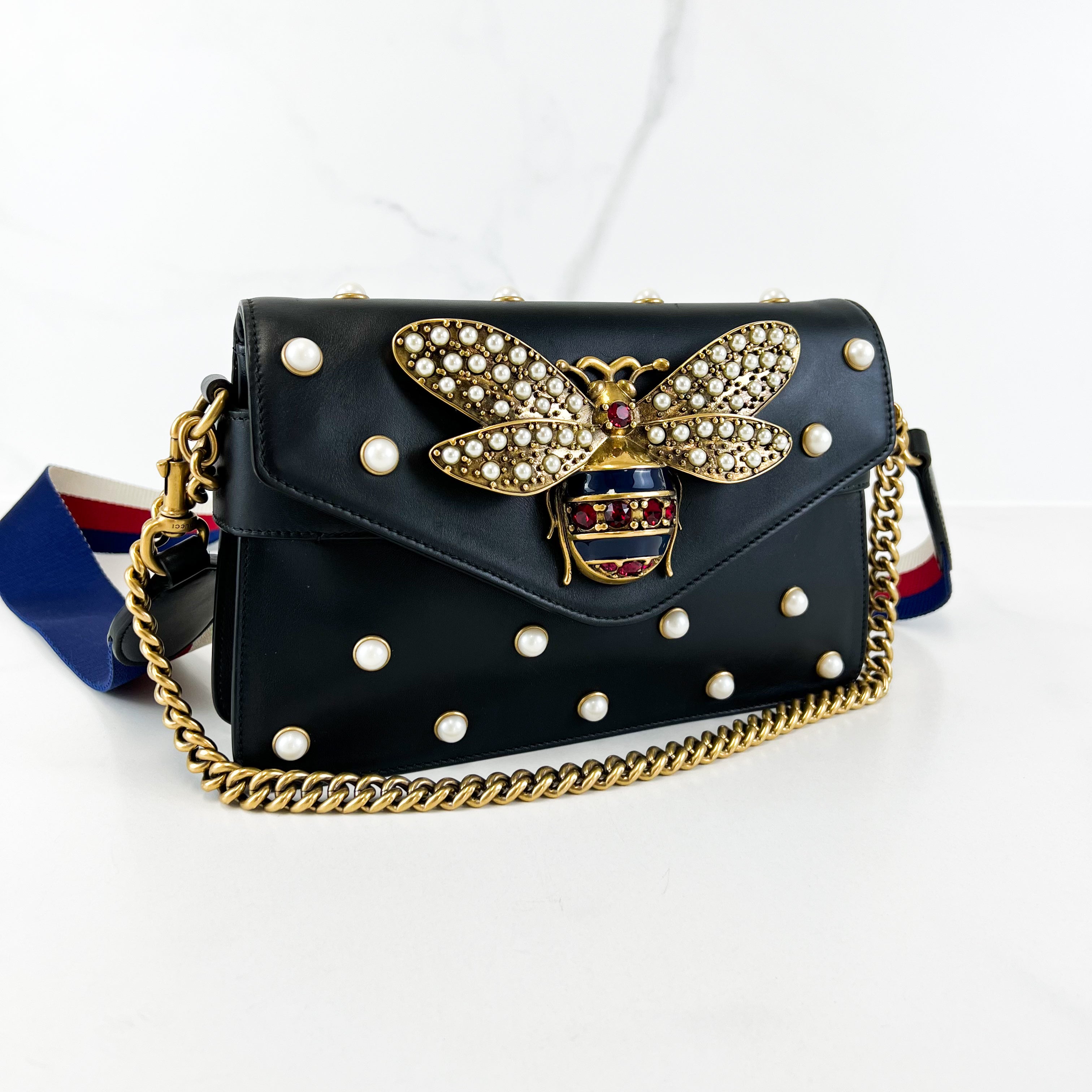 Gucci Bee Embellished Shoulder Bag Shopluxe Consignment
