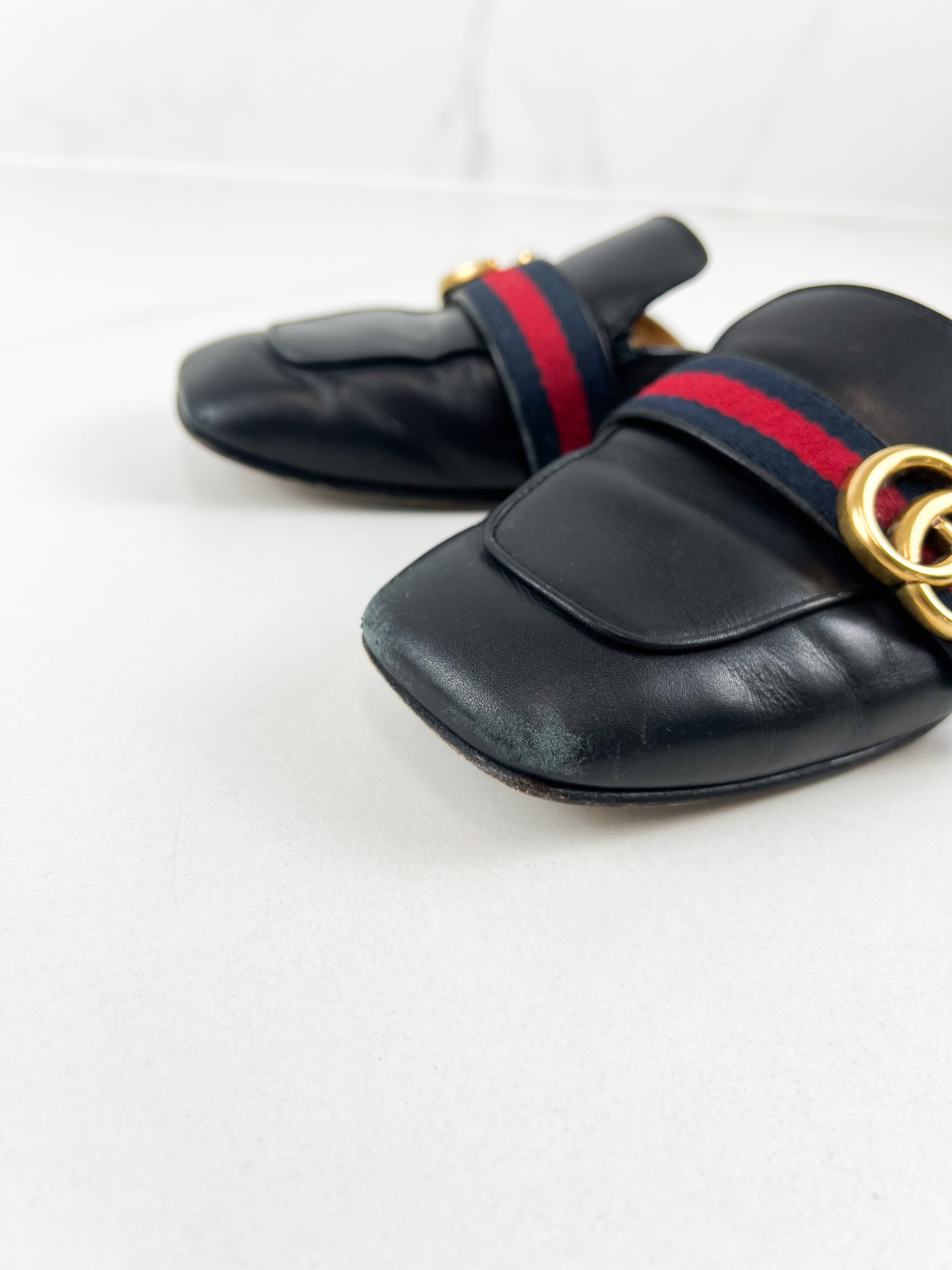 Gucci GG Peyton Leather Mules Size 37