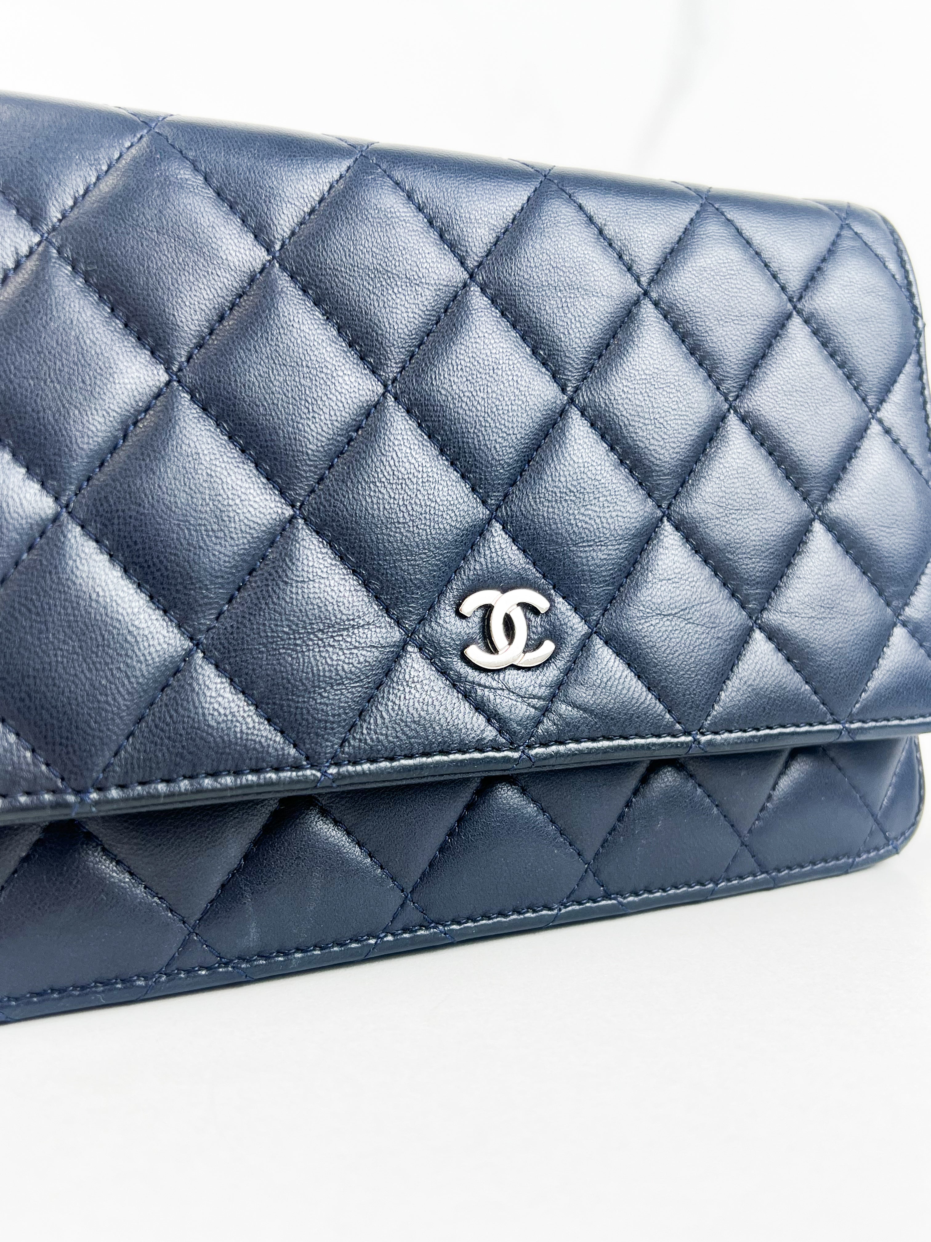 Chanel Navy Lambskin CC WOC with Light SHW
