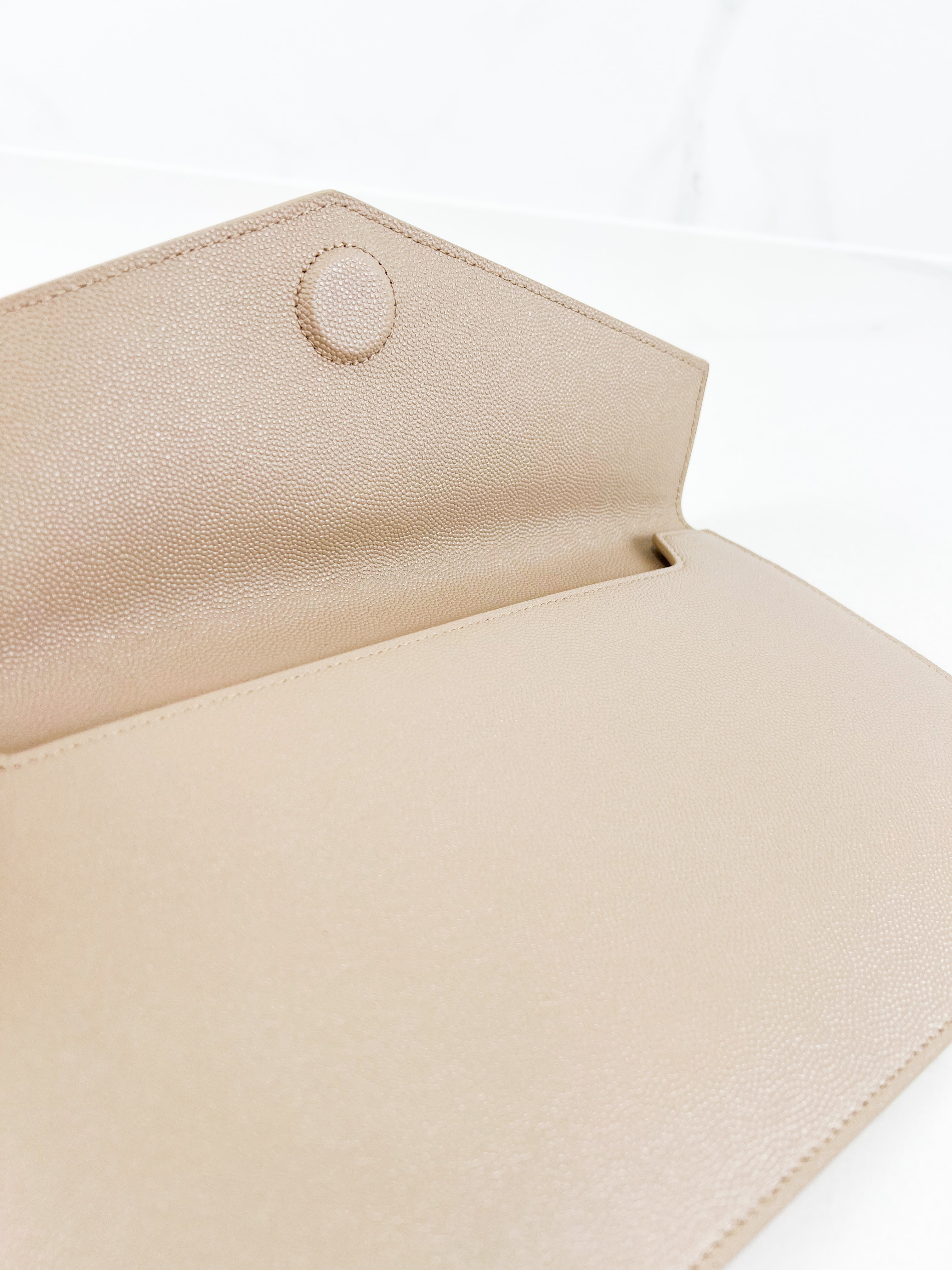 Saint Laurent Beige Uptown Envelope Clutch