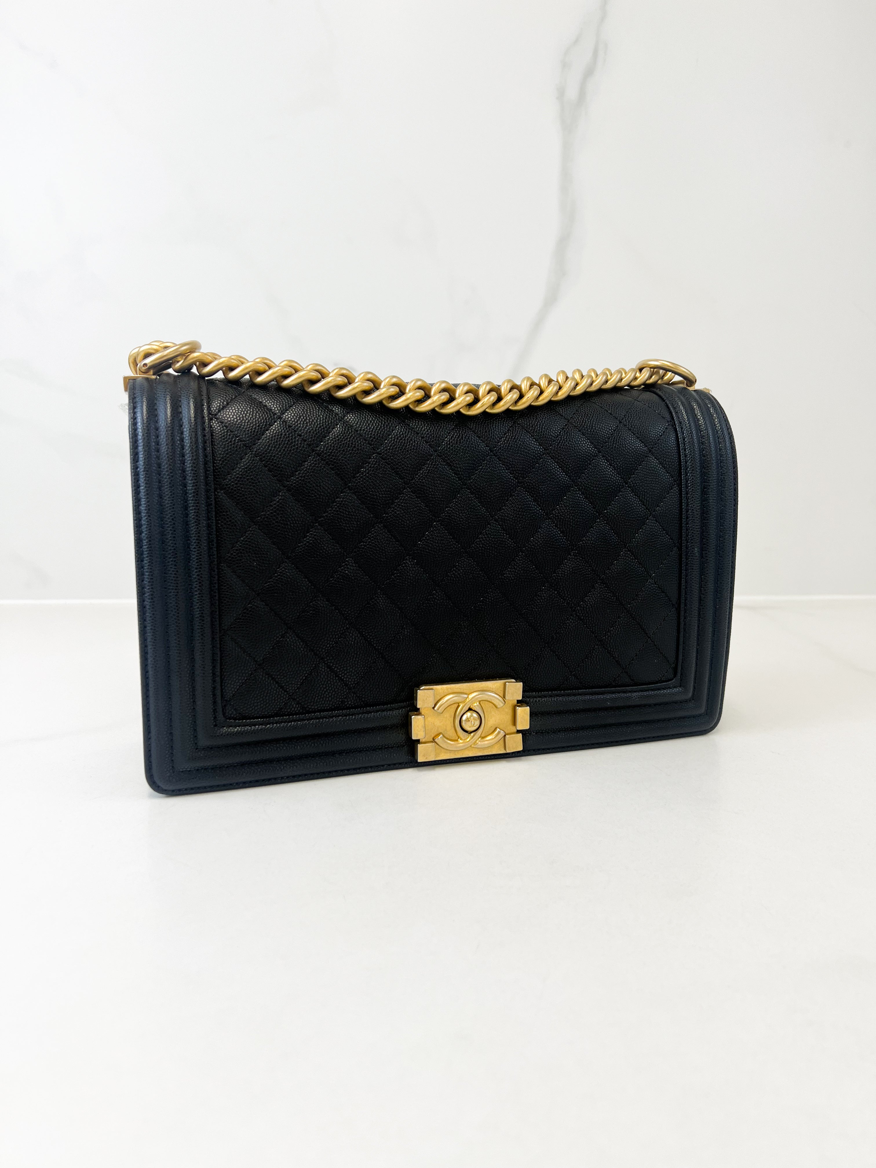 Chanel Black New Medium Caviar Boy Bag with GHW