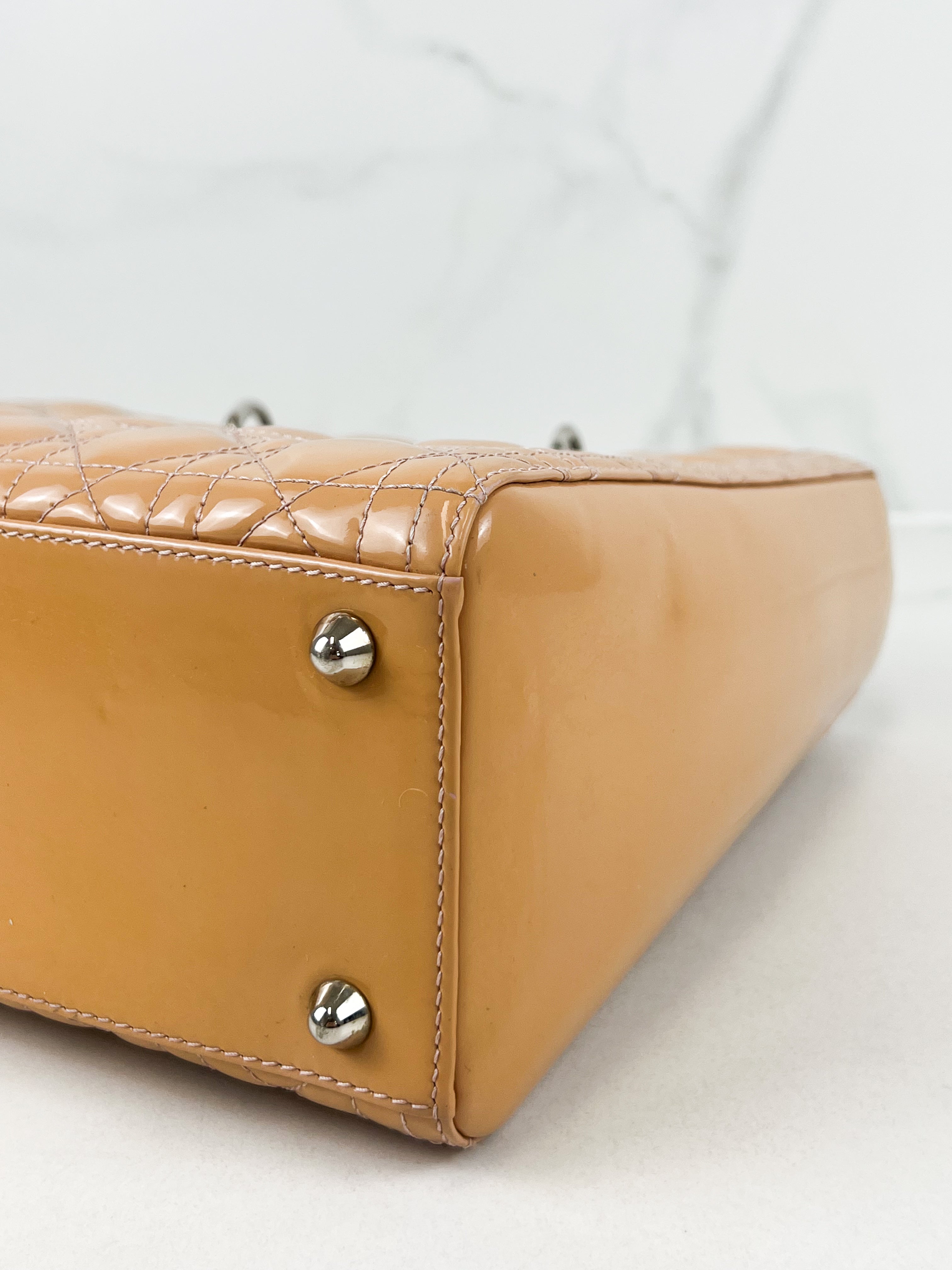 Christian Dior Peach Vintage Lady Dior with Gold Hardware