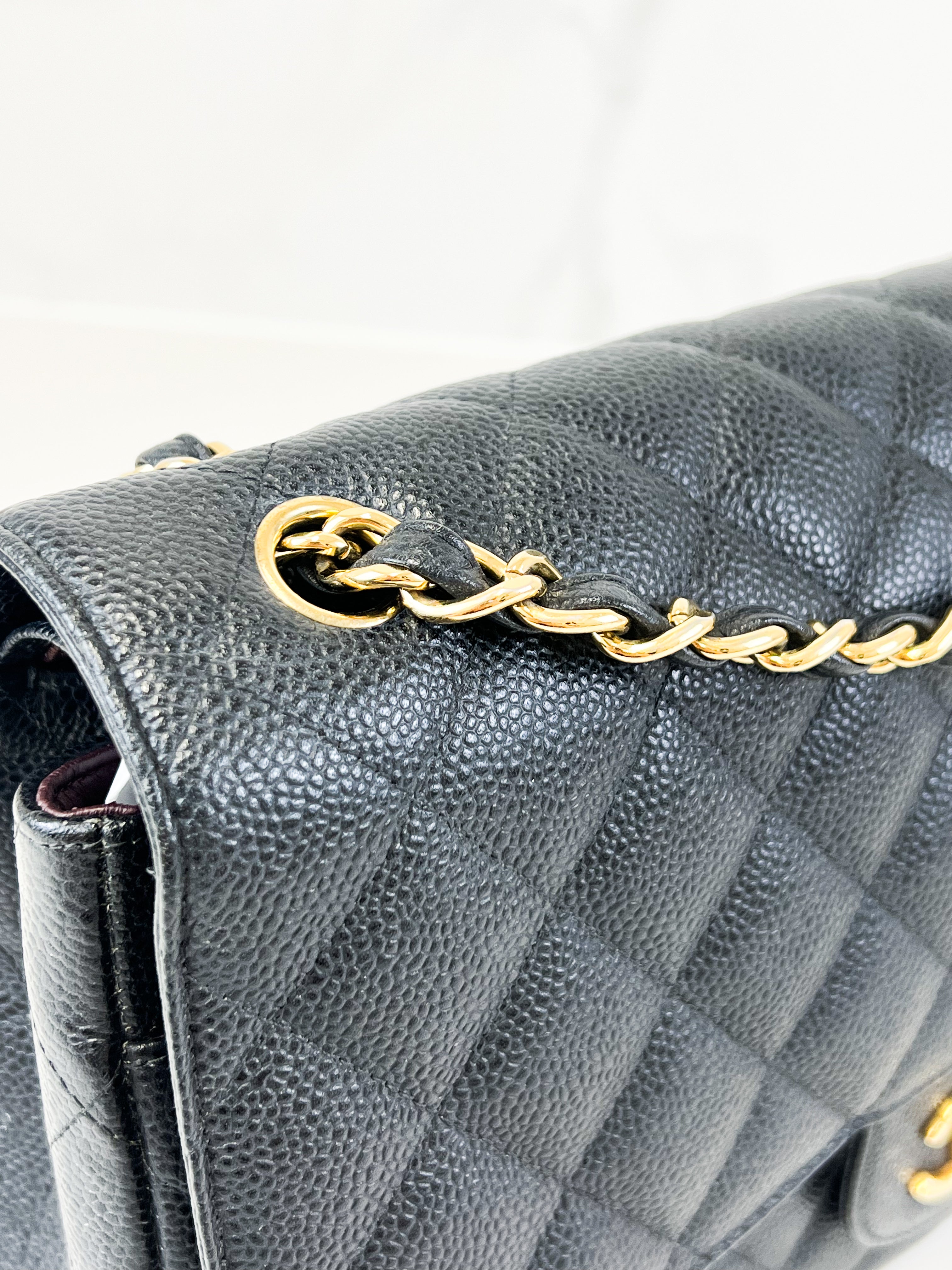 Chanel Classic Jumbo Double Flap Caviar Shoulder Bag GHW