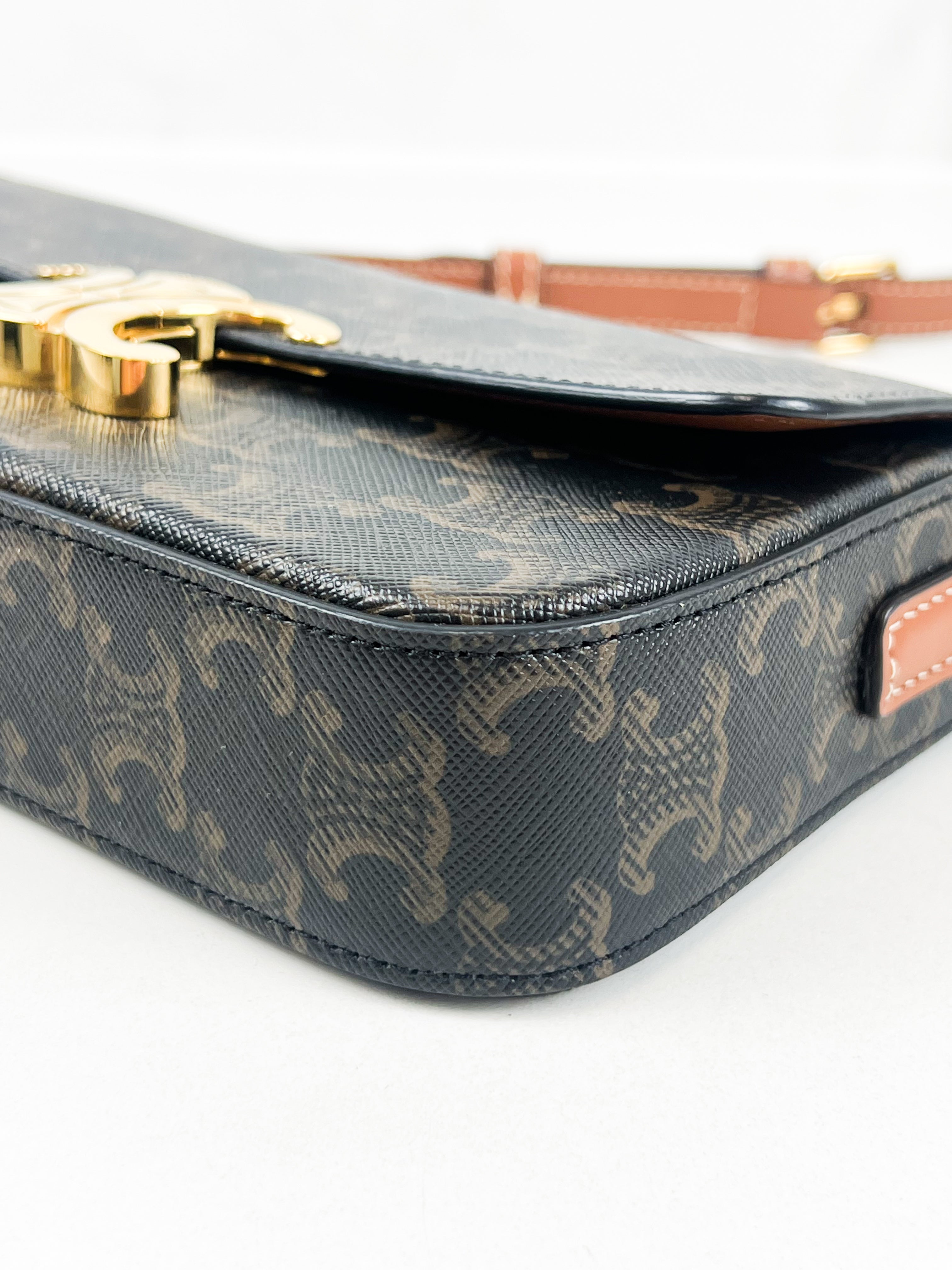 Celine Triomphe Shoulder Bag in Monogram Calfskin