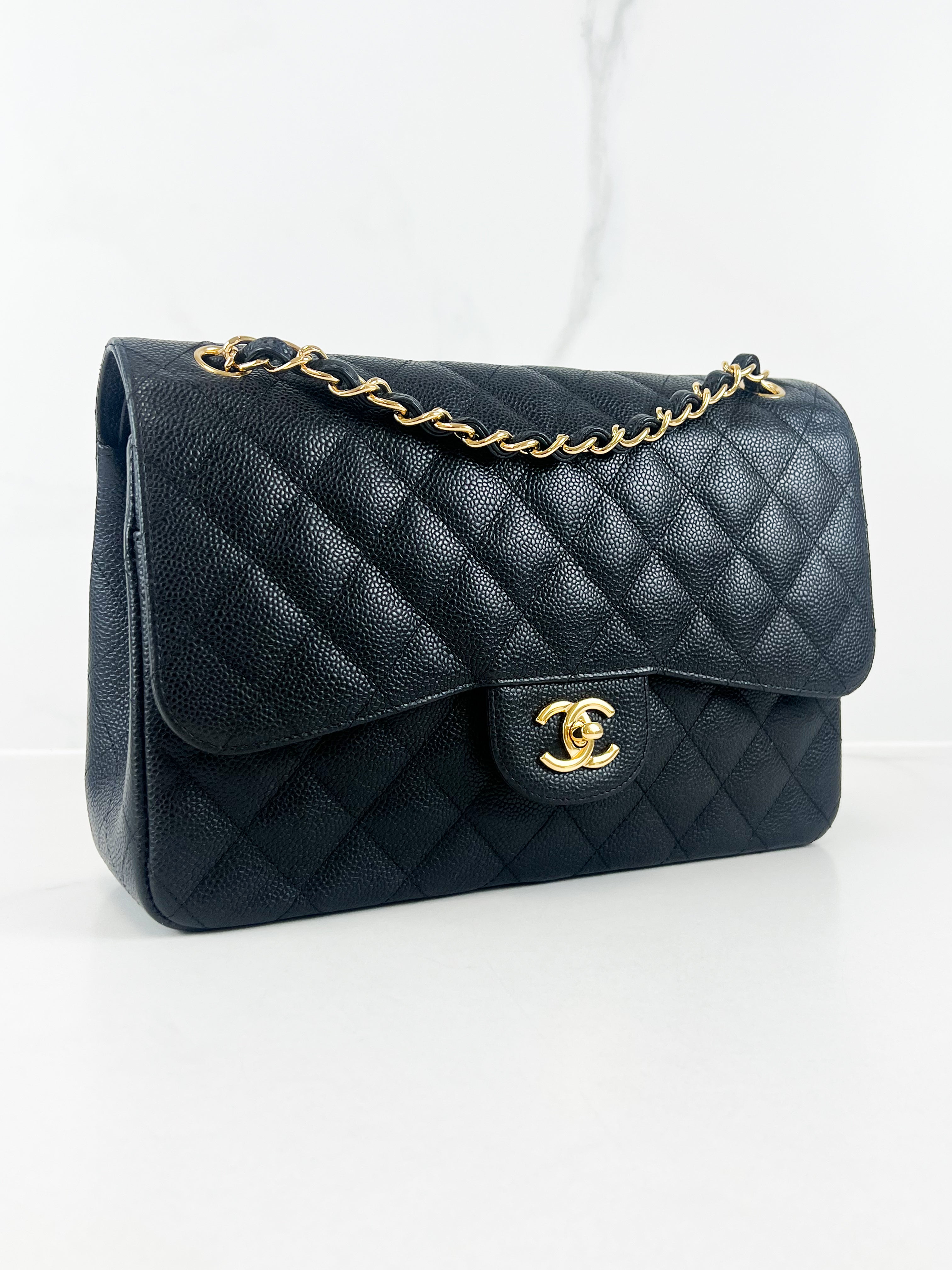 Chanel Jumbo Black Classic Double Flap Caviar Shoulder Bag