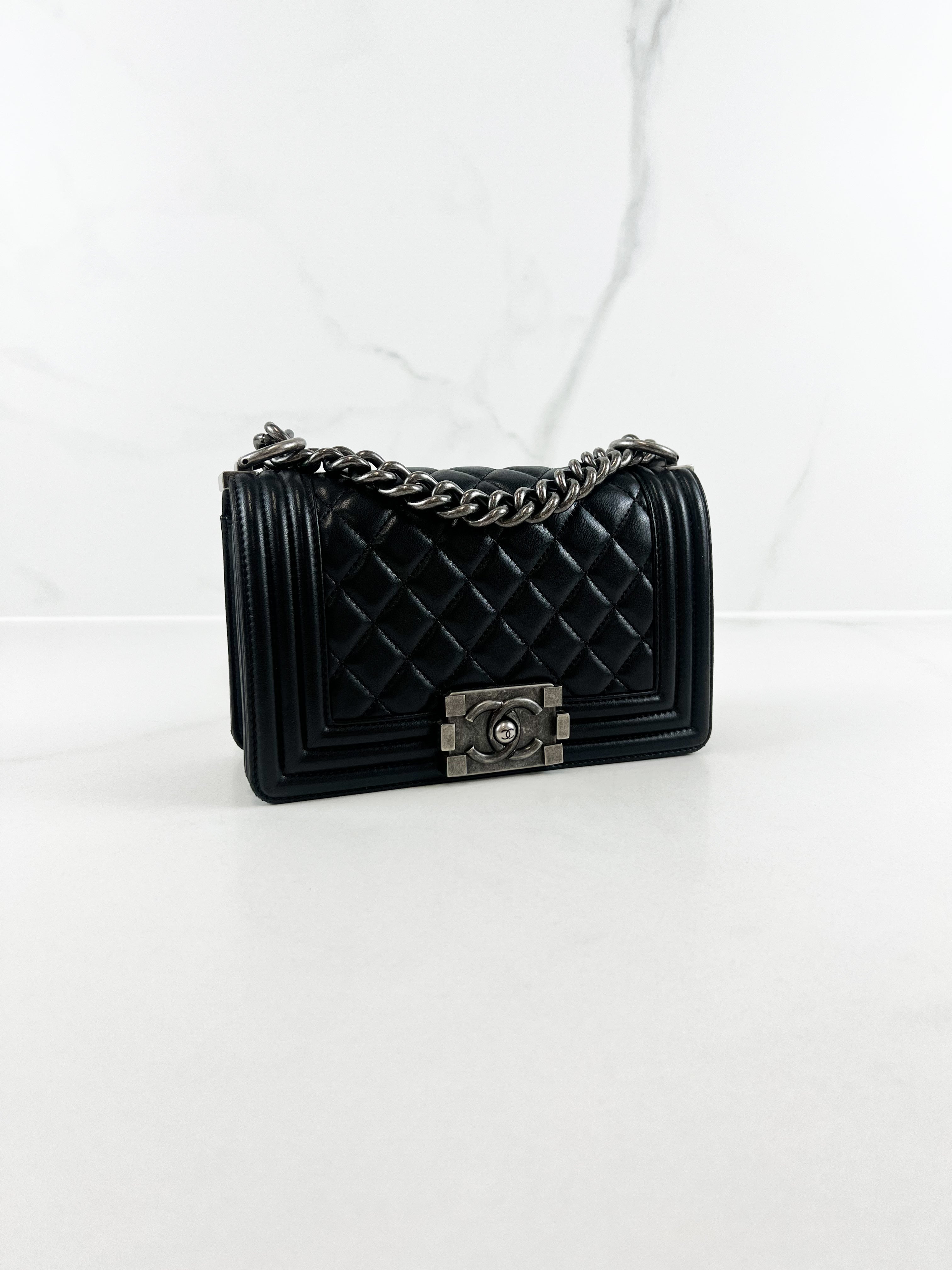 Chanel Small Lambskin Boy Bag with Ruthenium Hardware