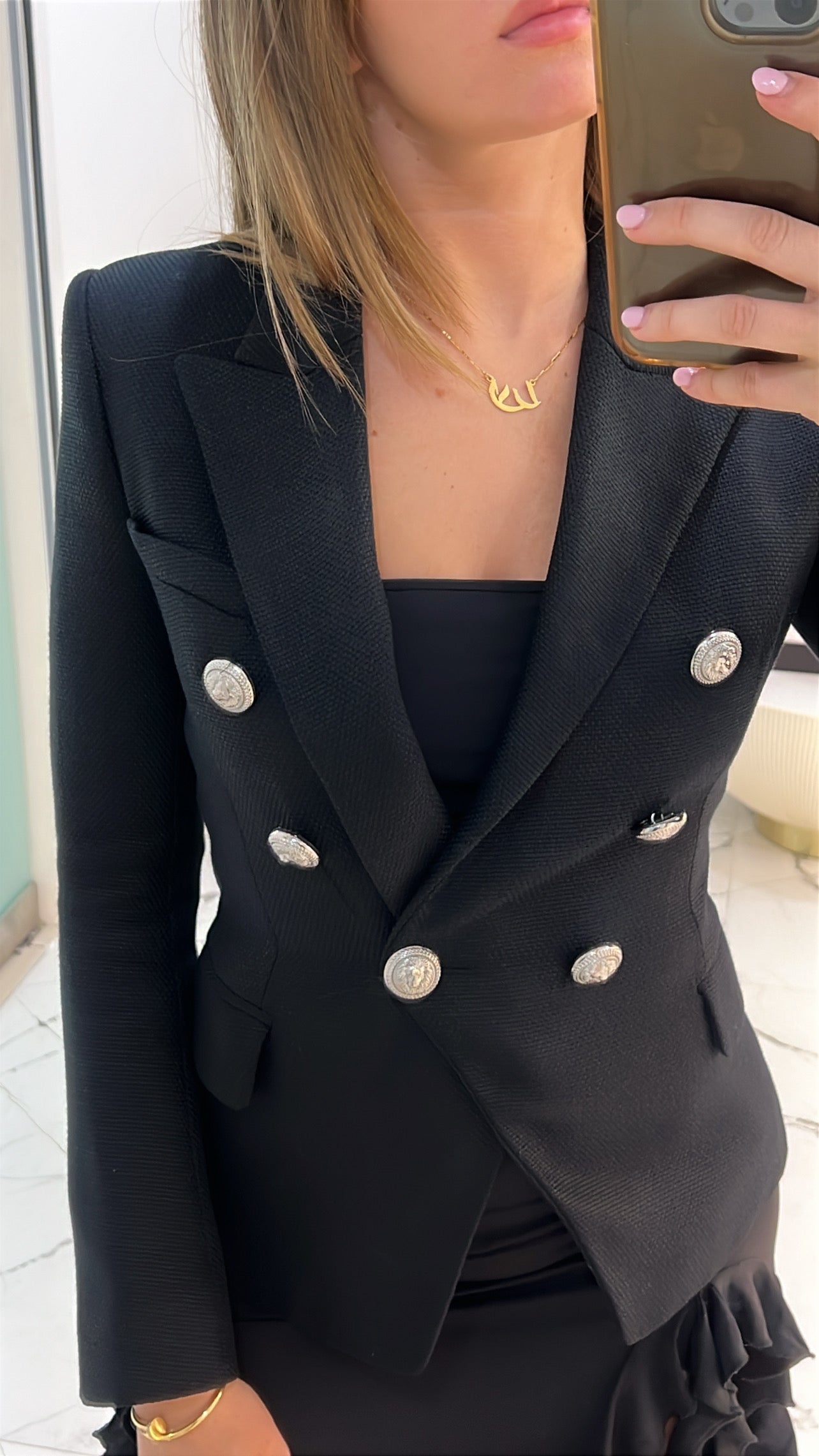 Balmain Blazer with Silver Buttons in Black Size 34 (6)