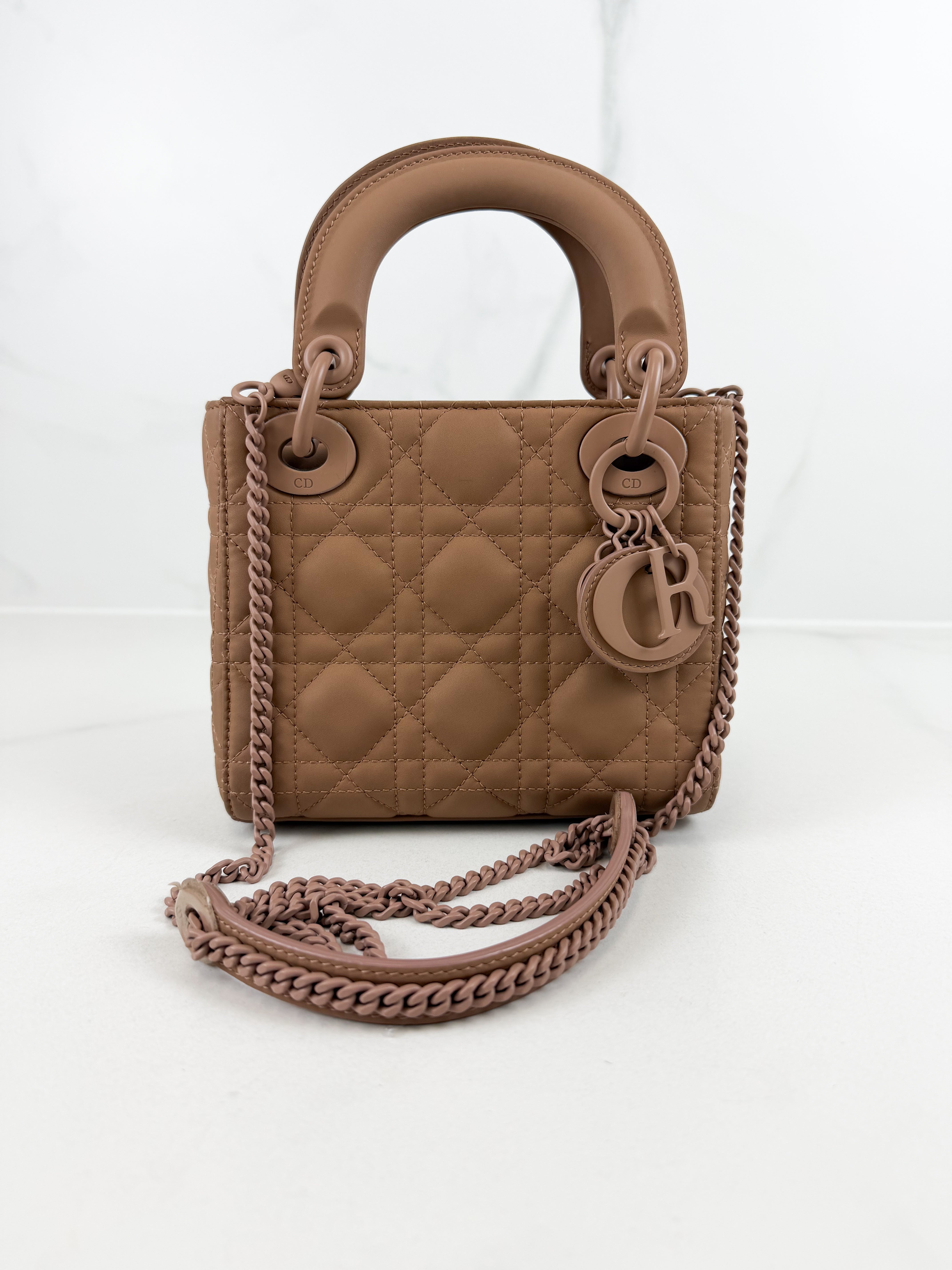 Christian Dior Mini Lady Dior Cannage Leather in Blush Pink Ultramatte