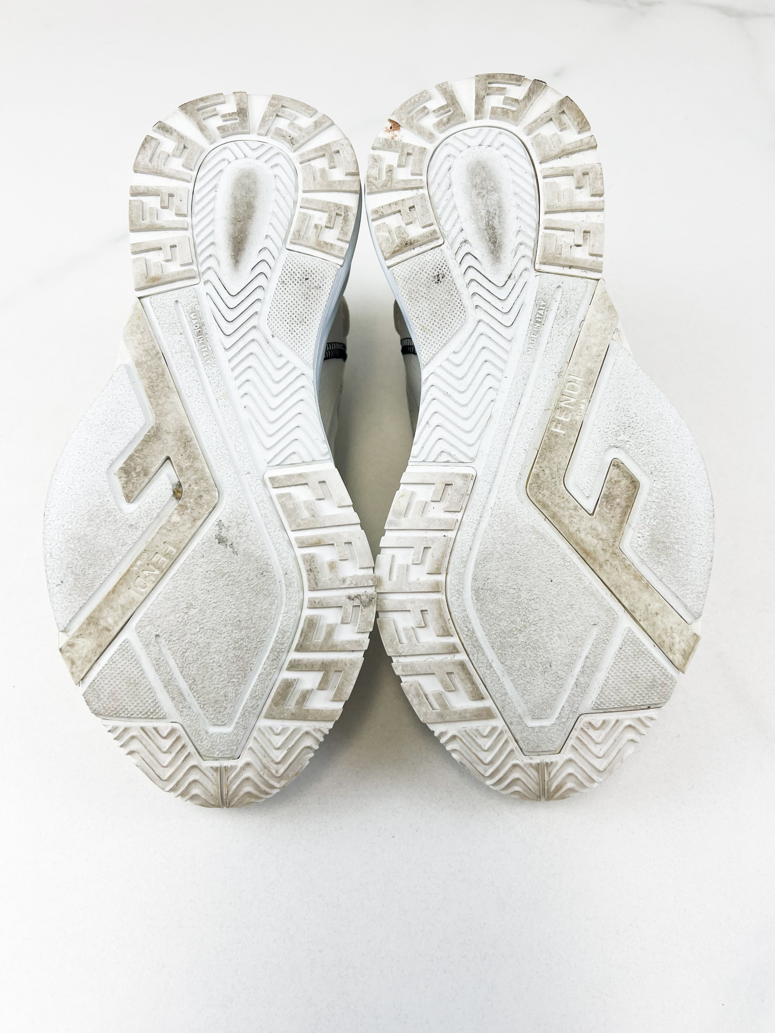Fendi Flow Sneaker White Nylon & Suede Low Top Size 36