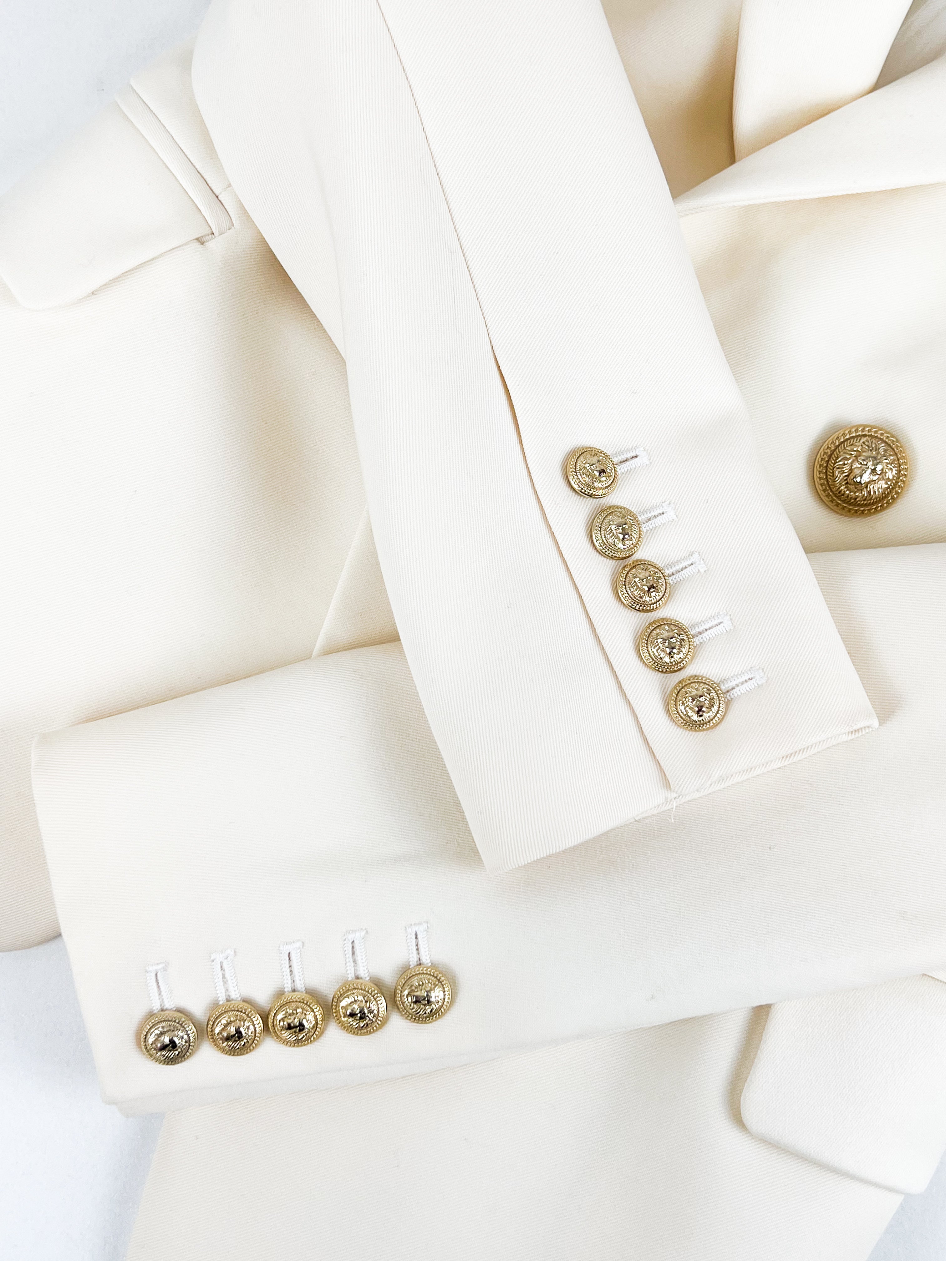 Balmain White Blazer with Gold Buttons Size 38
