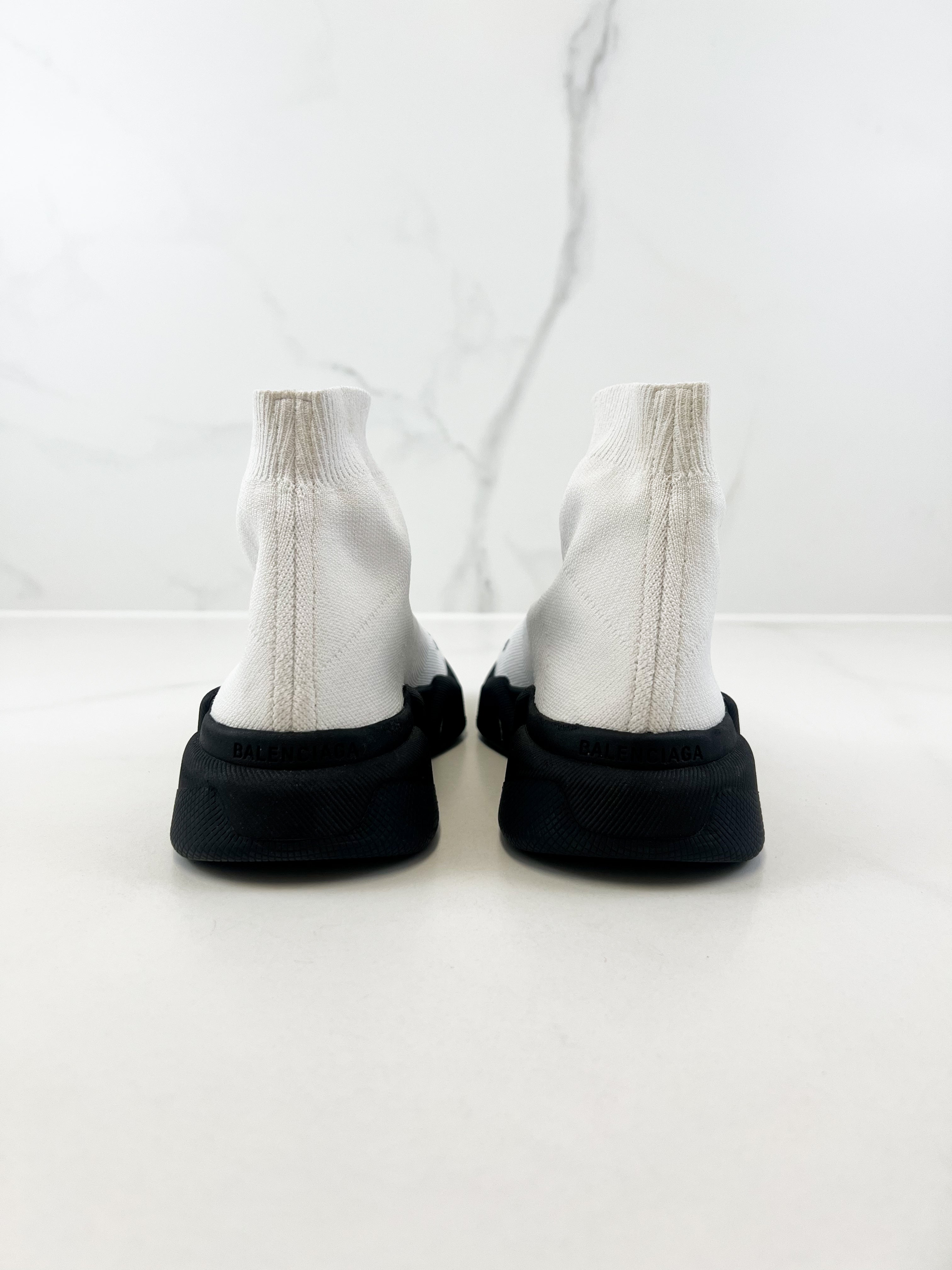 Balenciaga Logo White Knit Sneaker Size 35