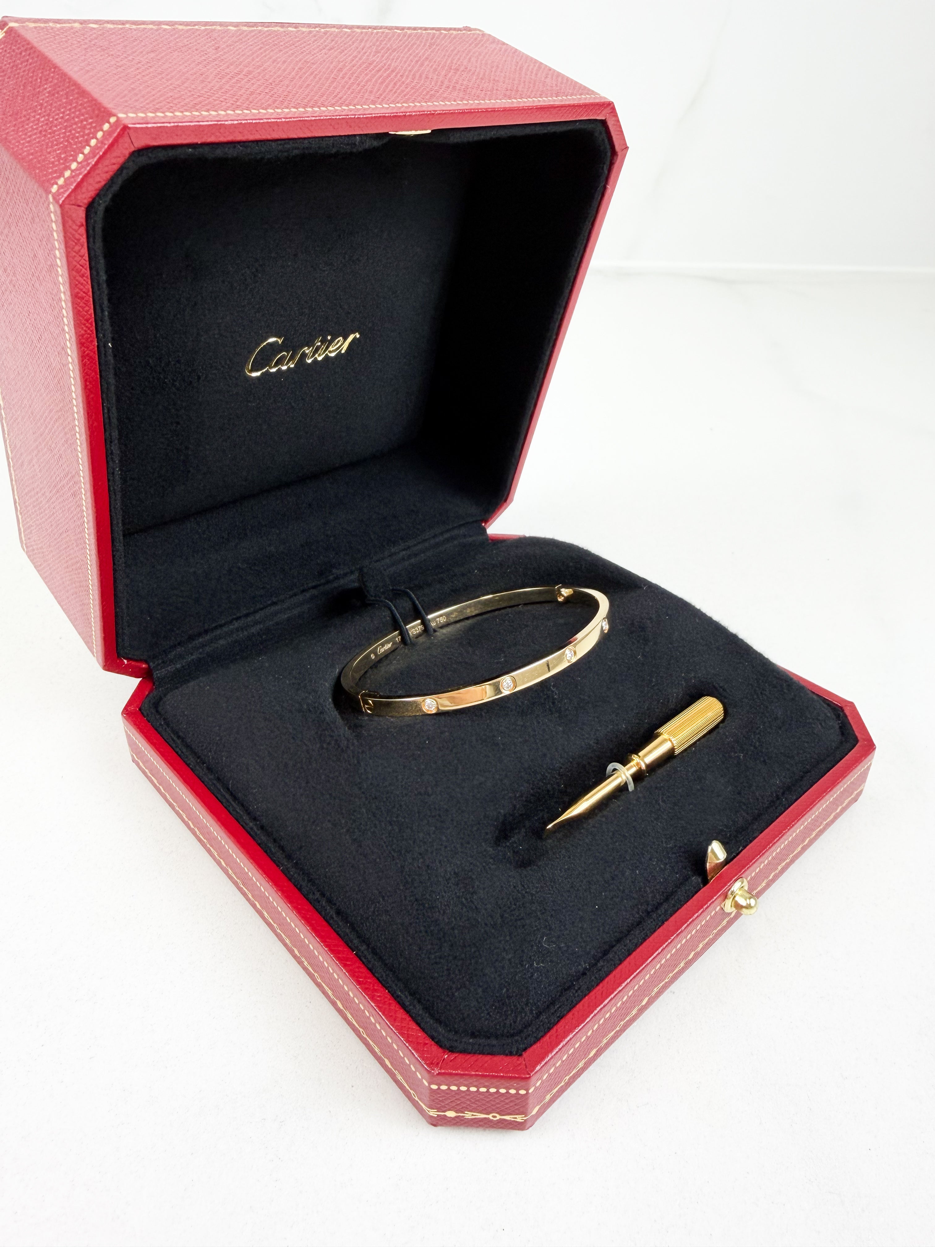 Cartier Small Model Love Bracelet 10 Diamond in Yellow Gold Size 17