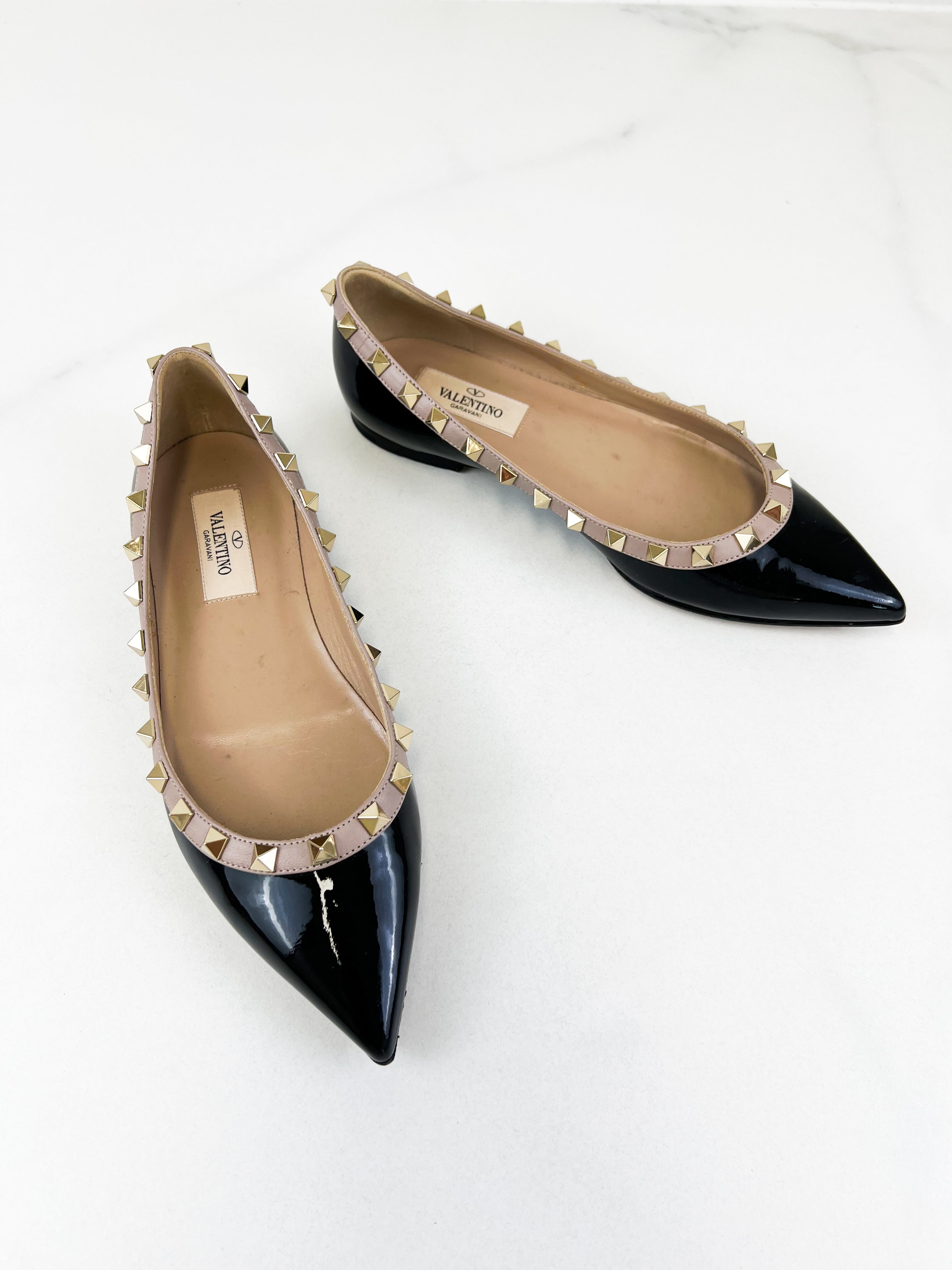Valentino Garavani Rockstud Black Ballet Flat Size 35