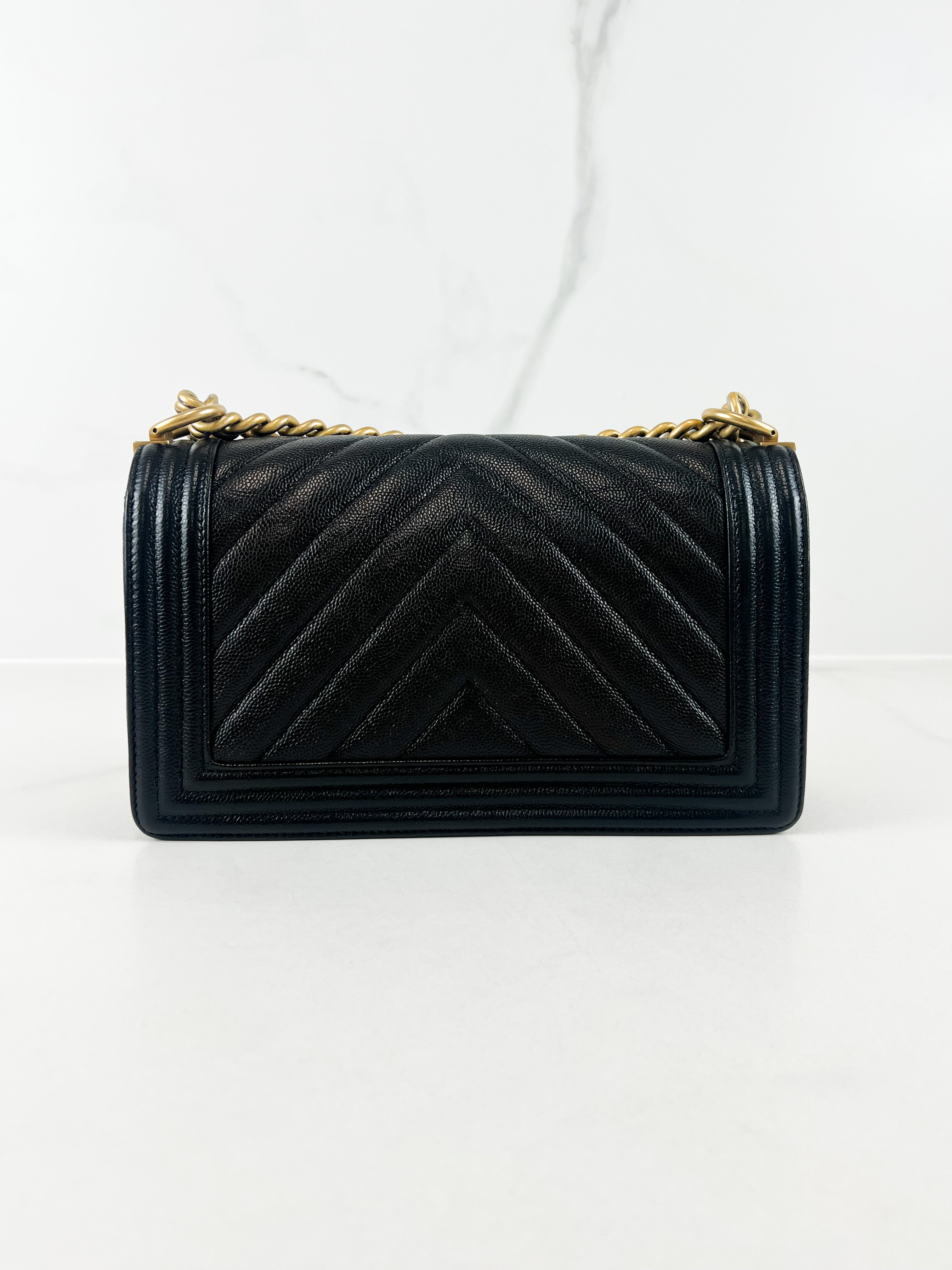 Chanel Old Medium Chevron Boy Bag with GHW
