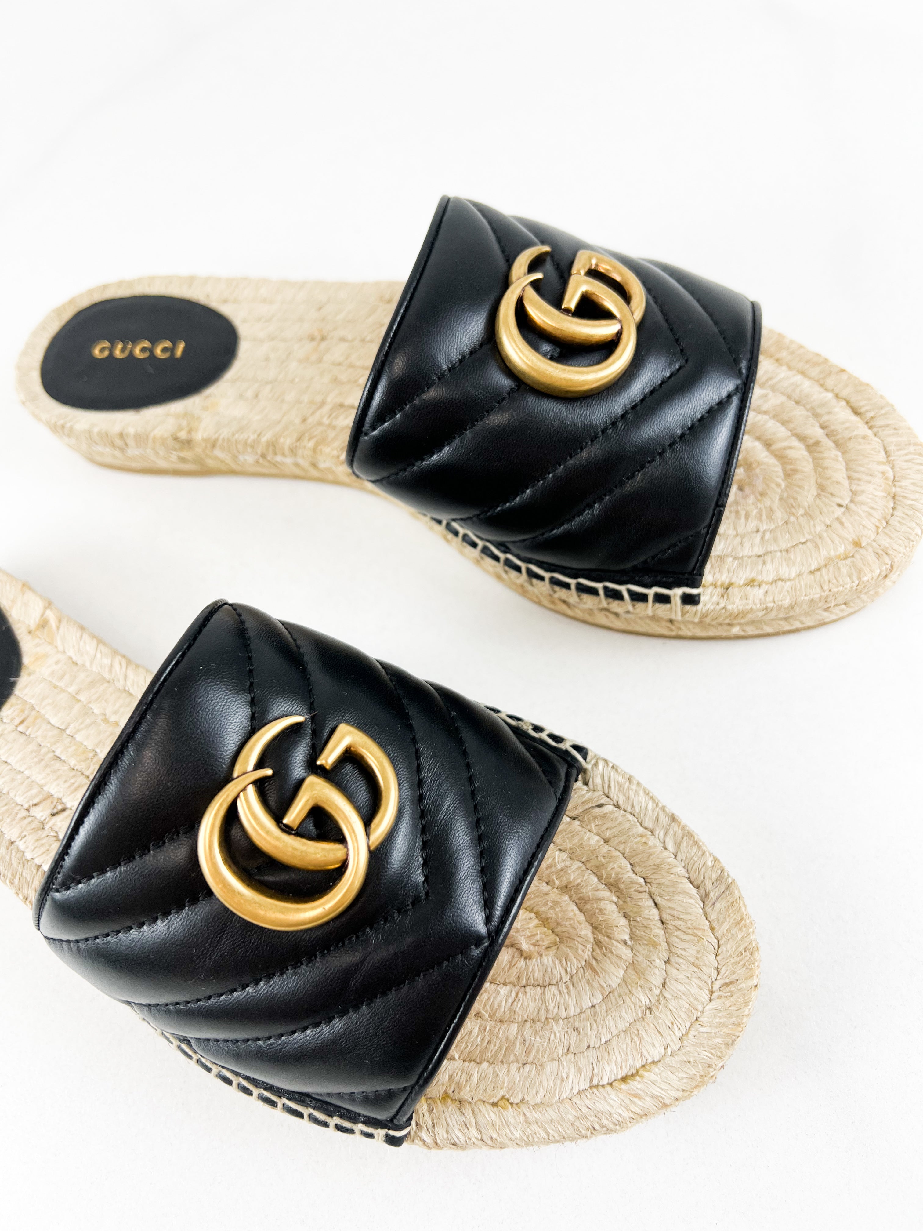 Gucci Women's GG Marmont Canvas Espadrille Sandal Size 40