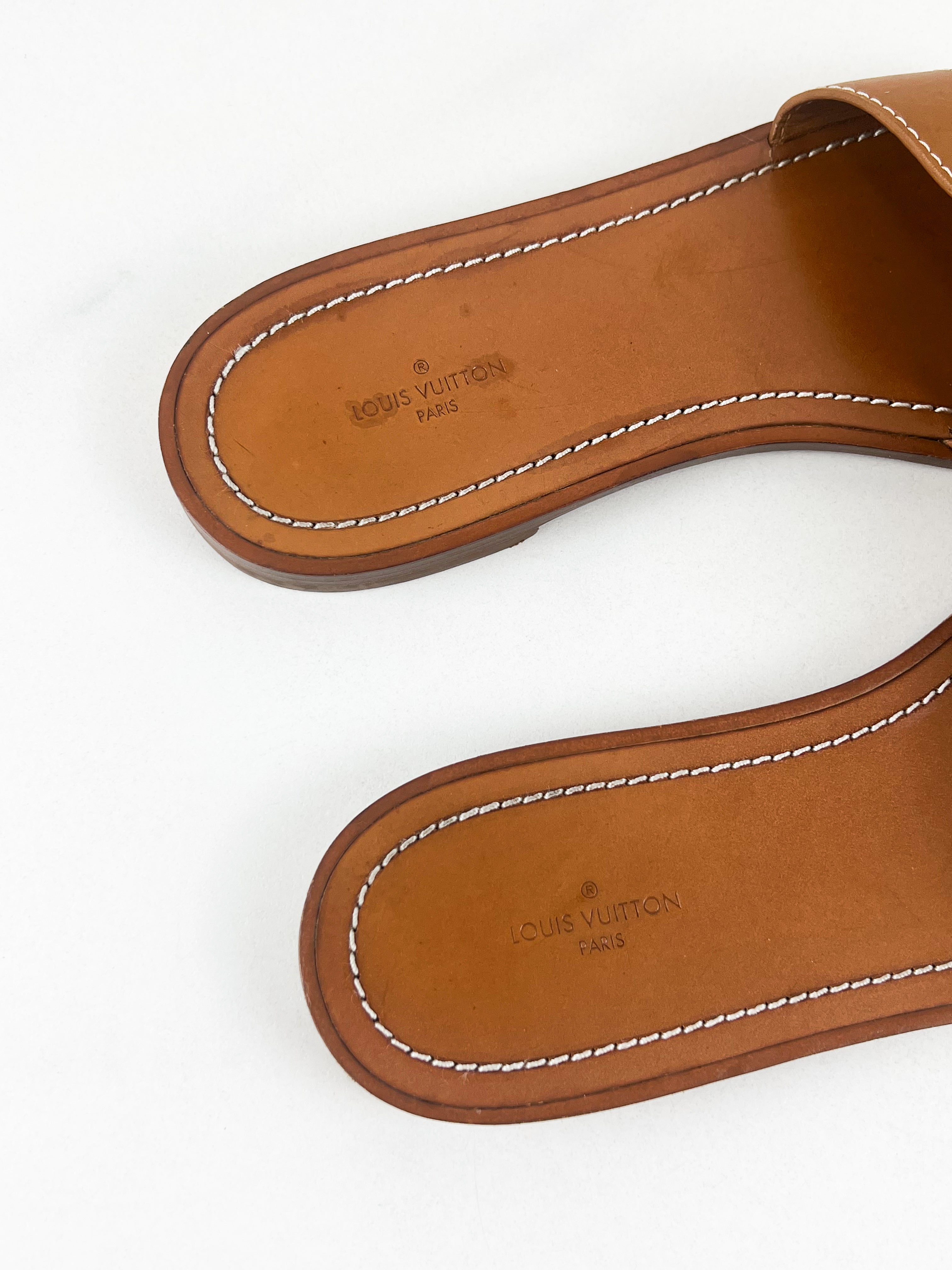 Louis Vuitton Lock It Flat Slides Size 38