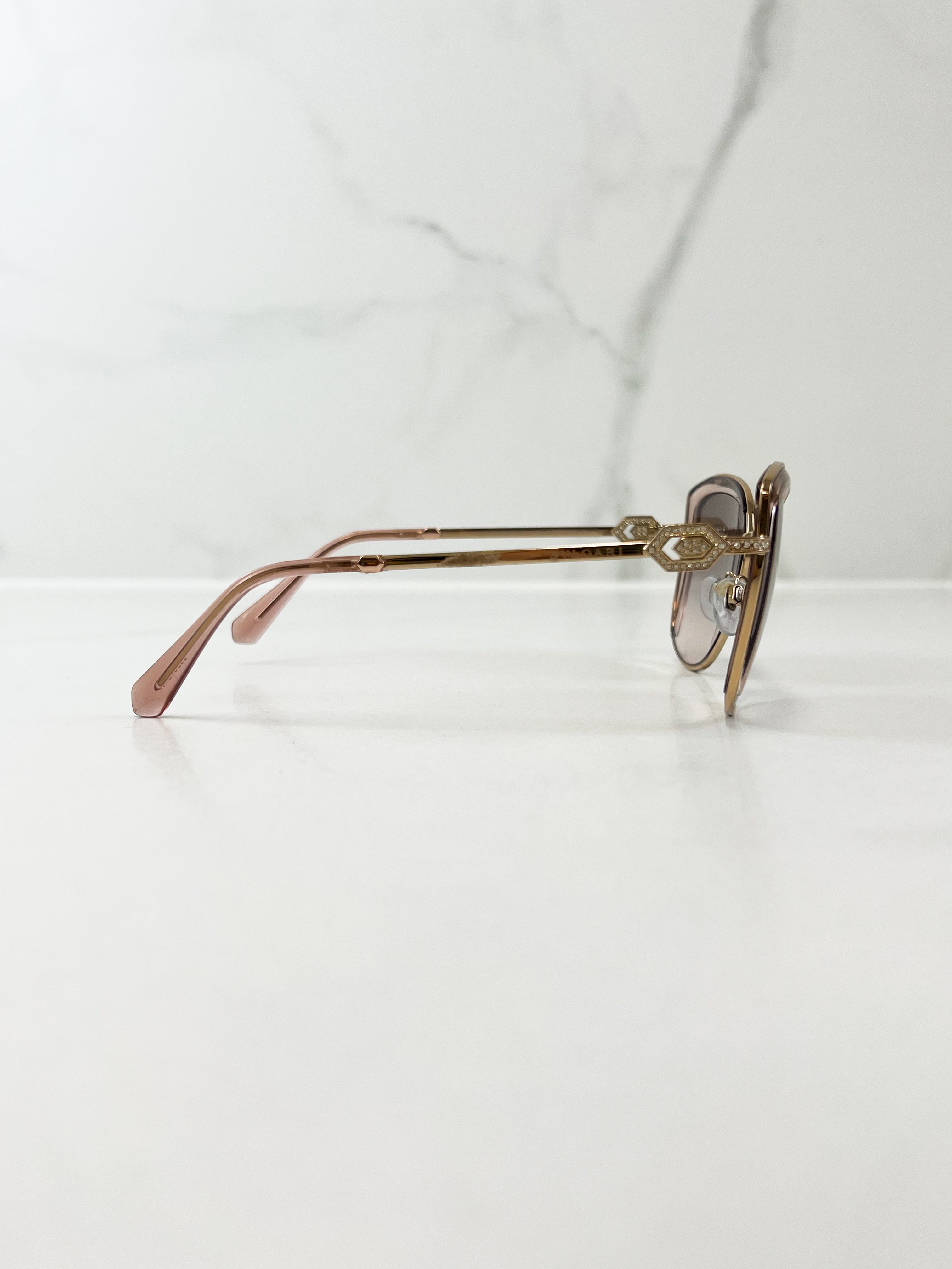 Bvlgari Cateye Gold Embellished Sunglasses