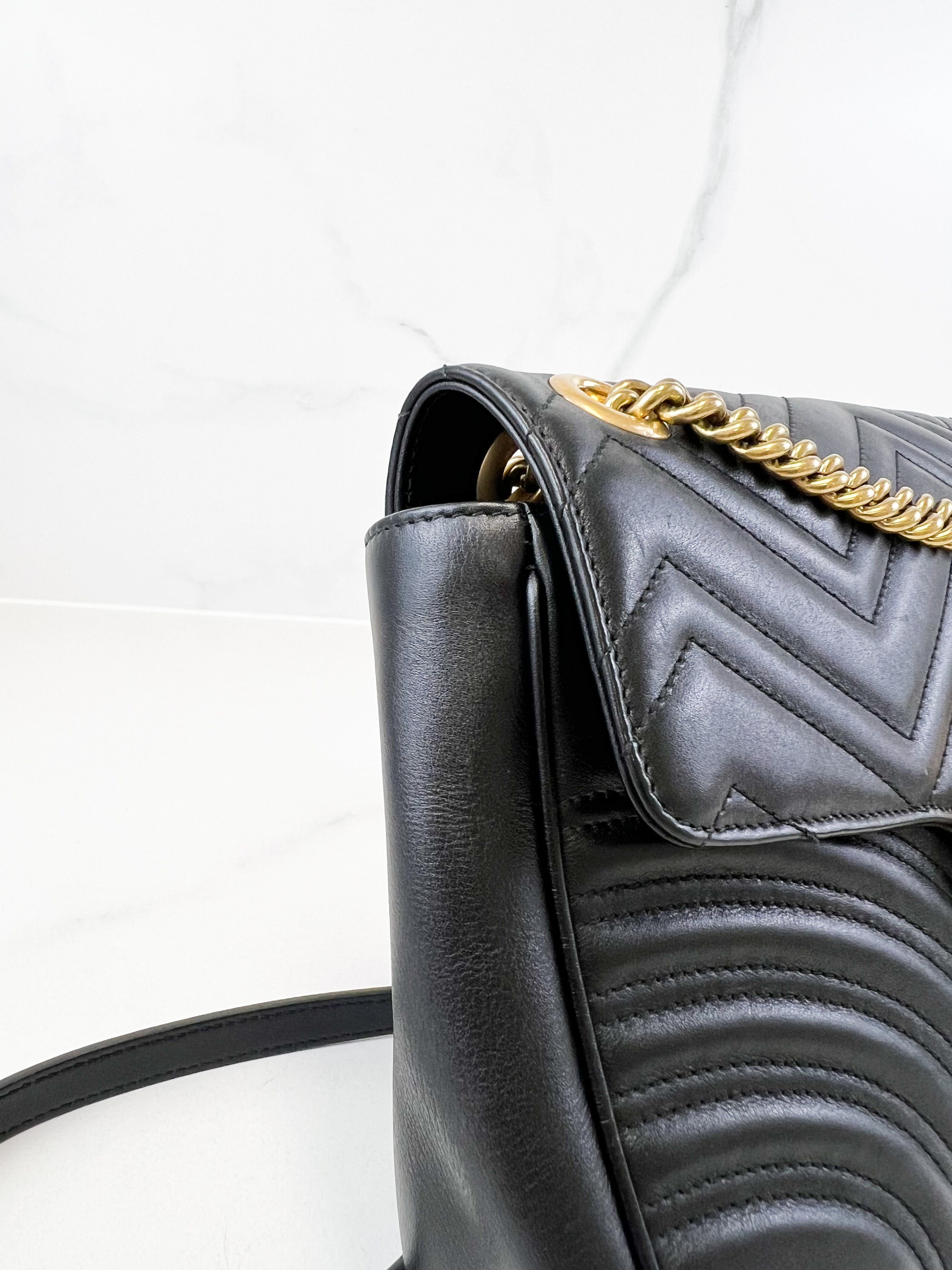 Gucci GG Marmont Matelasse Medium Black Flap Shoulder Bag