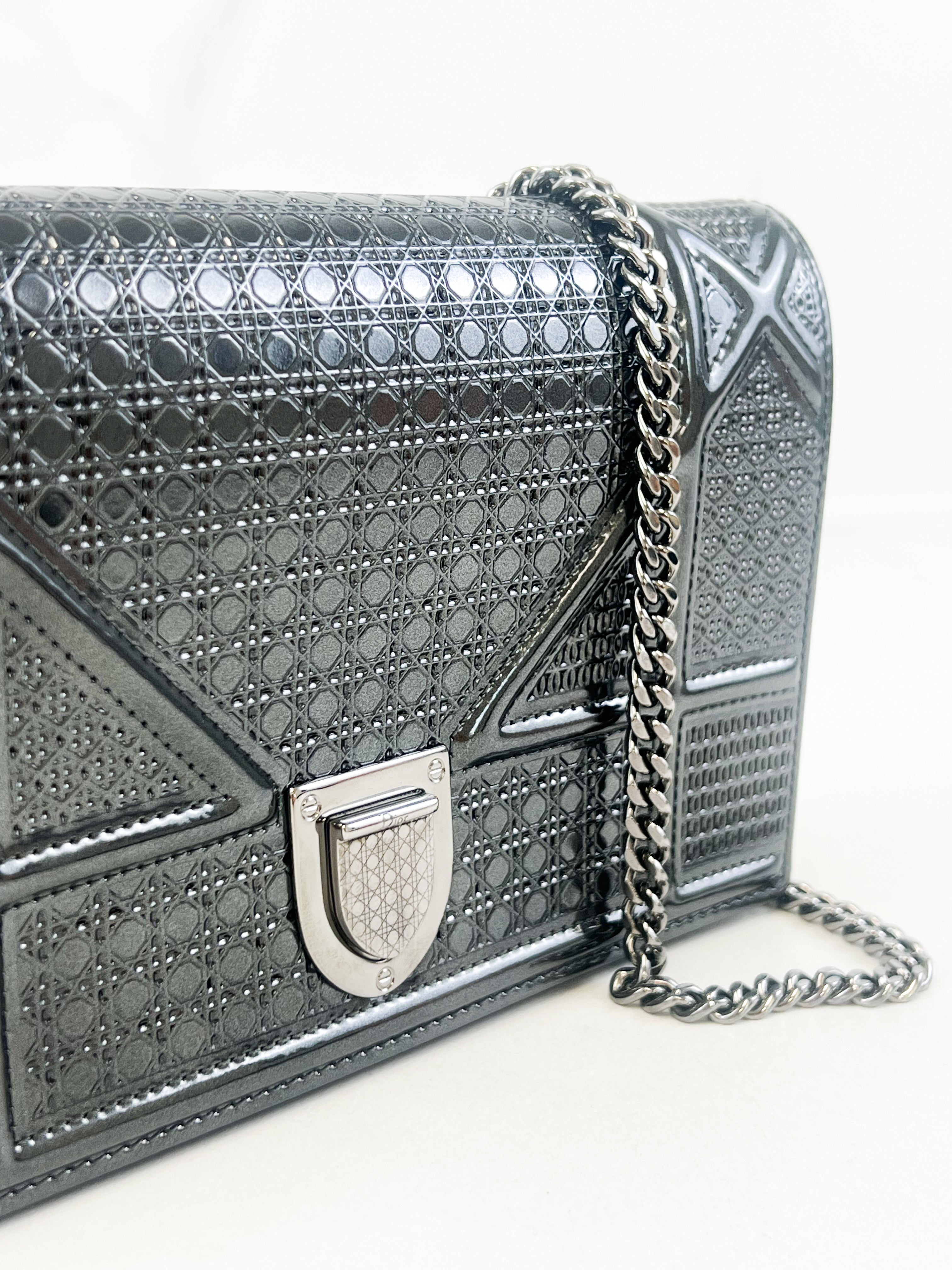 Christian Dior Patent Grey Diorama WOC