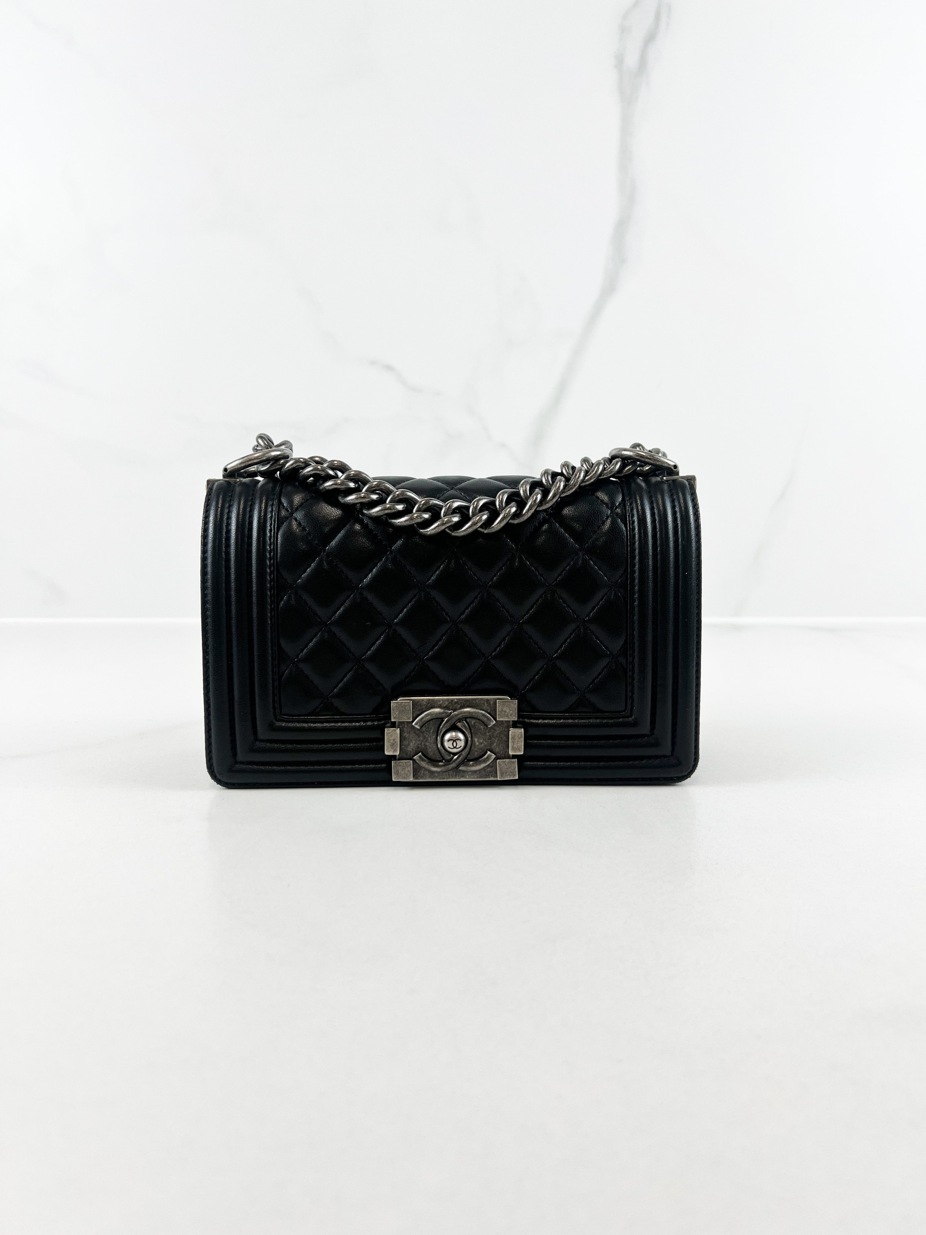 Chanel Small Lambskin Boy Bag with Ruthenium Hardware