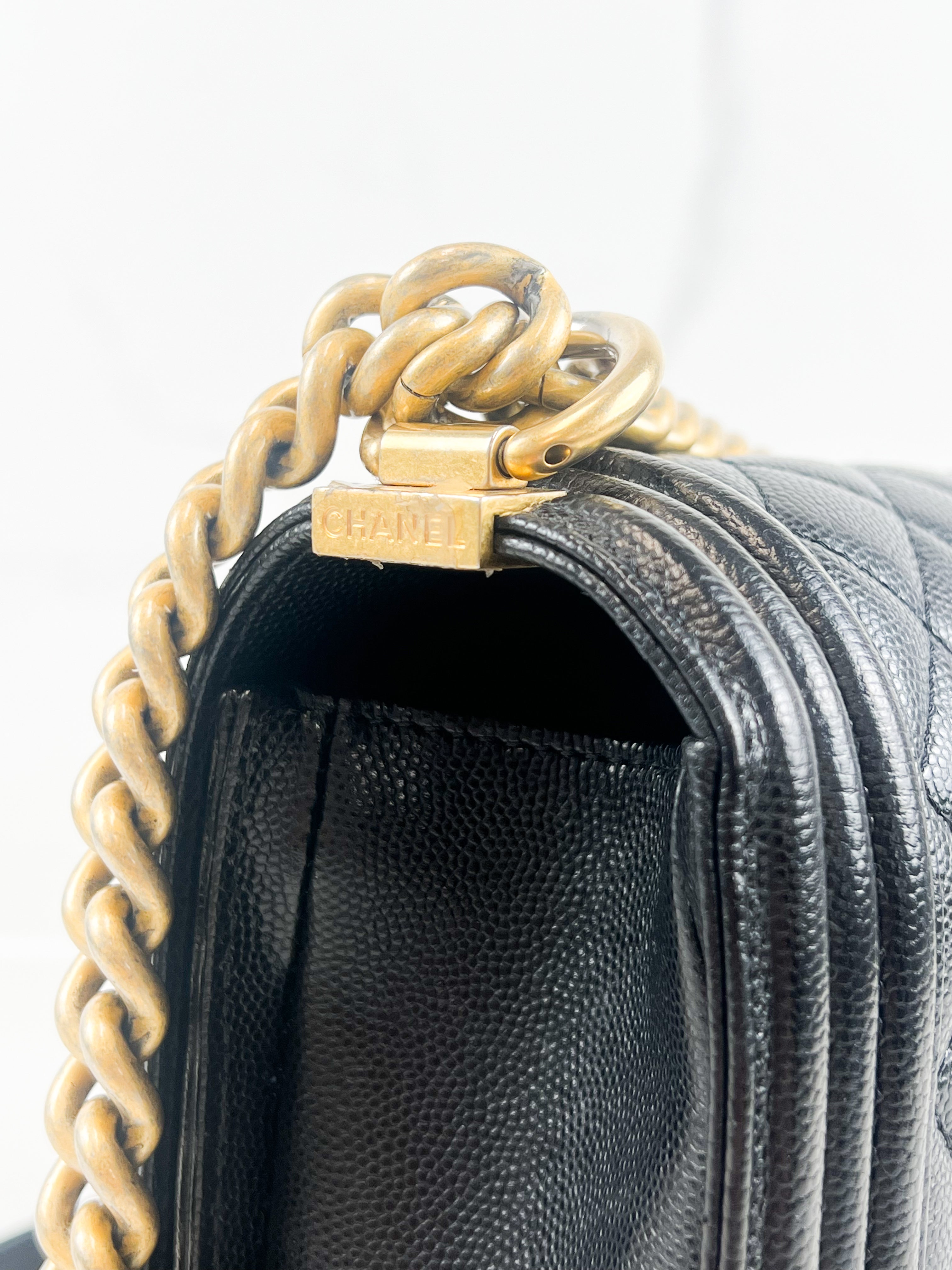 Chanel Black New Medium Caviar Boy Bag with GHW