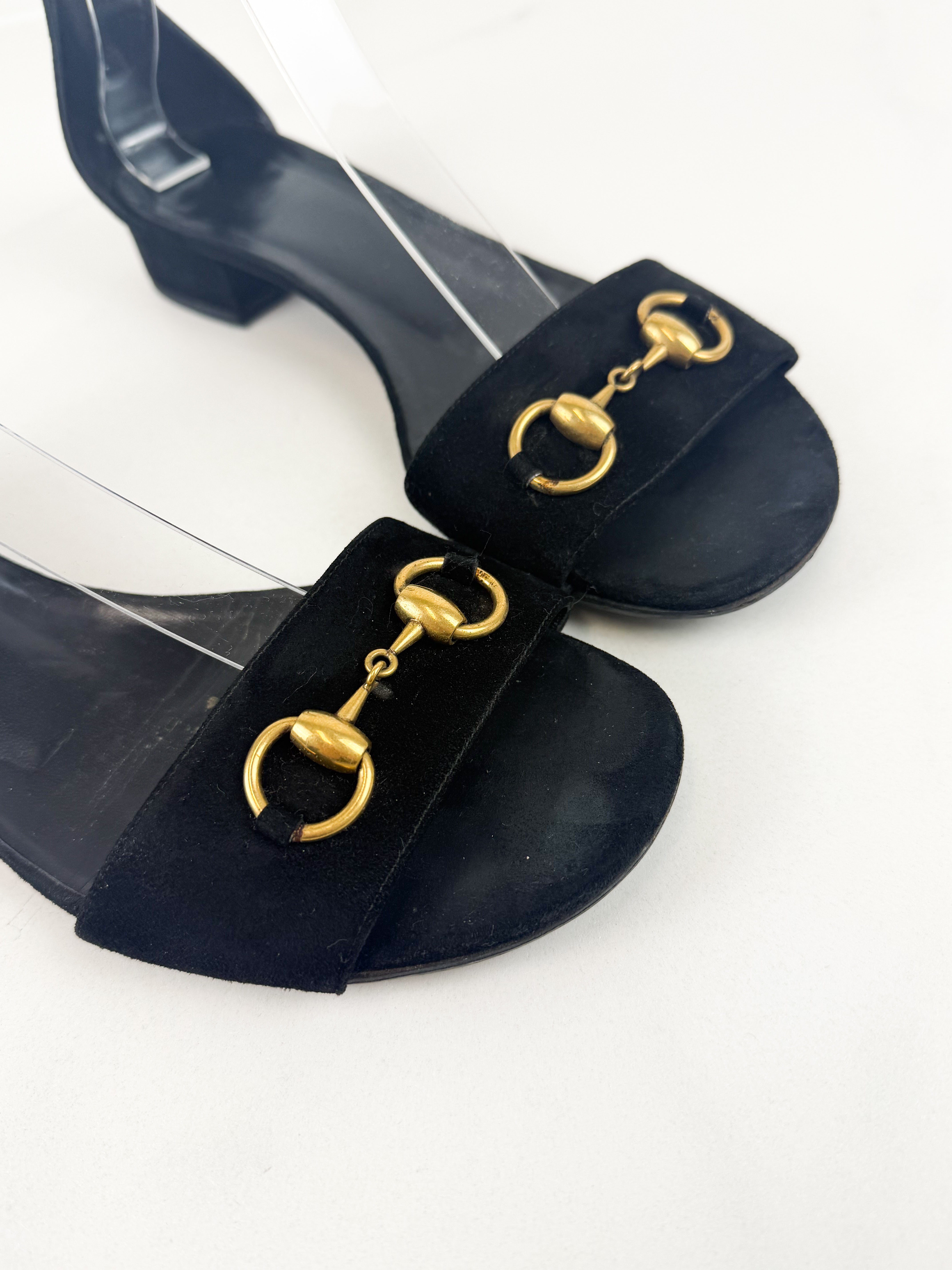Gucci Horsebit Leather Heel Sandal Size 40.5