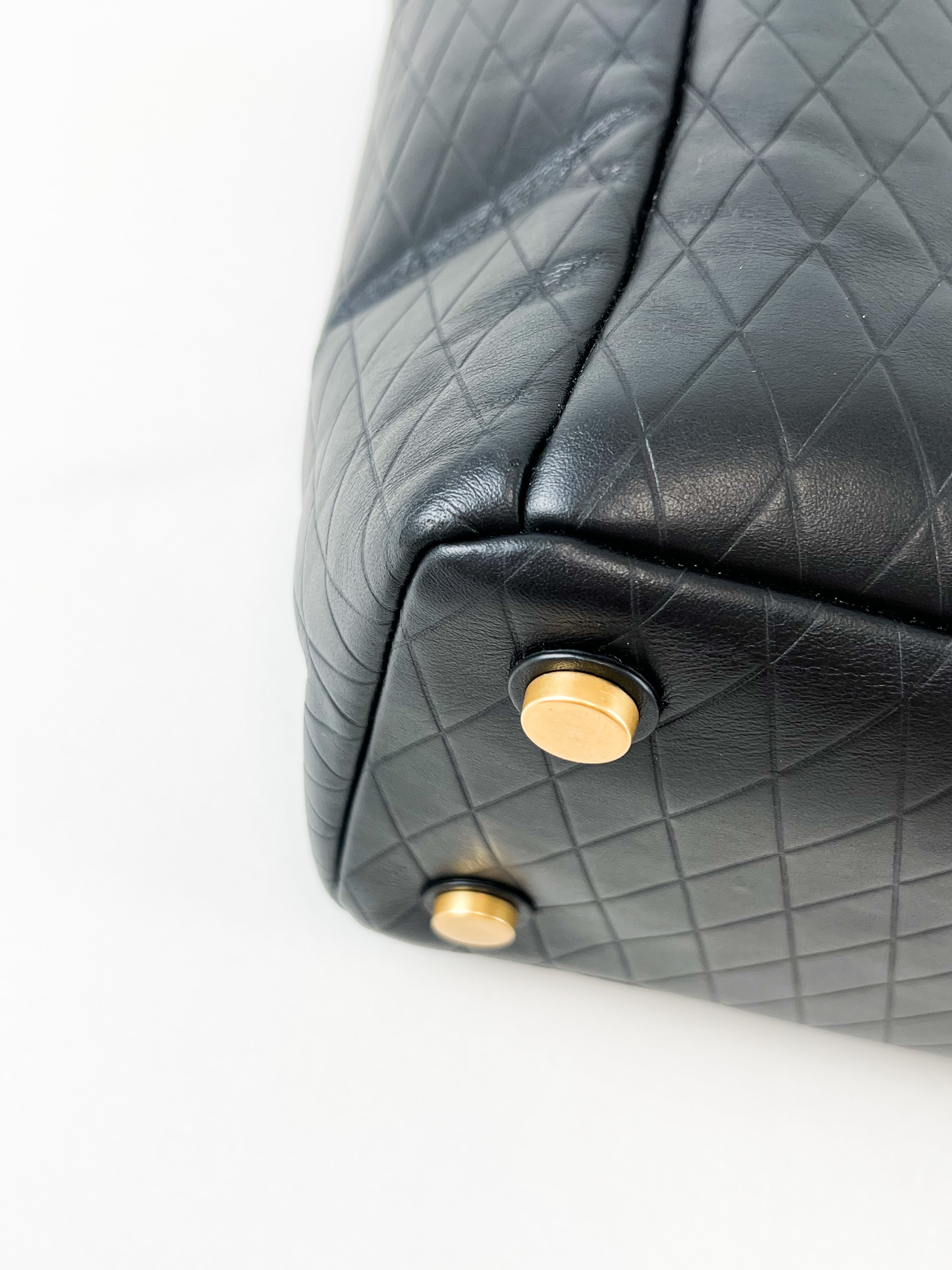 Balmain Soft Leather Tote Bag in Black Calf Leather with Gold-Tone Hardware