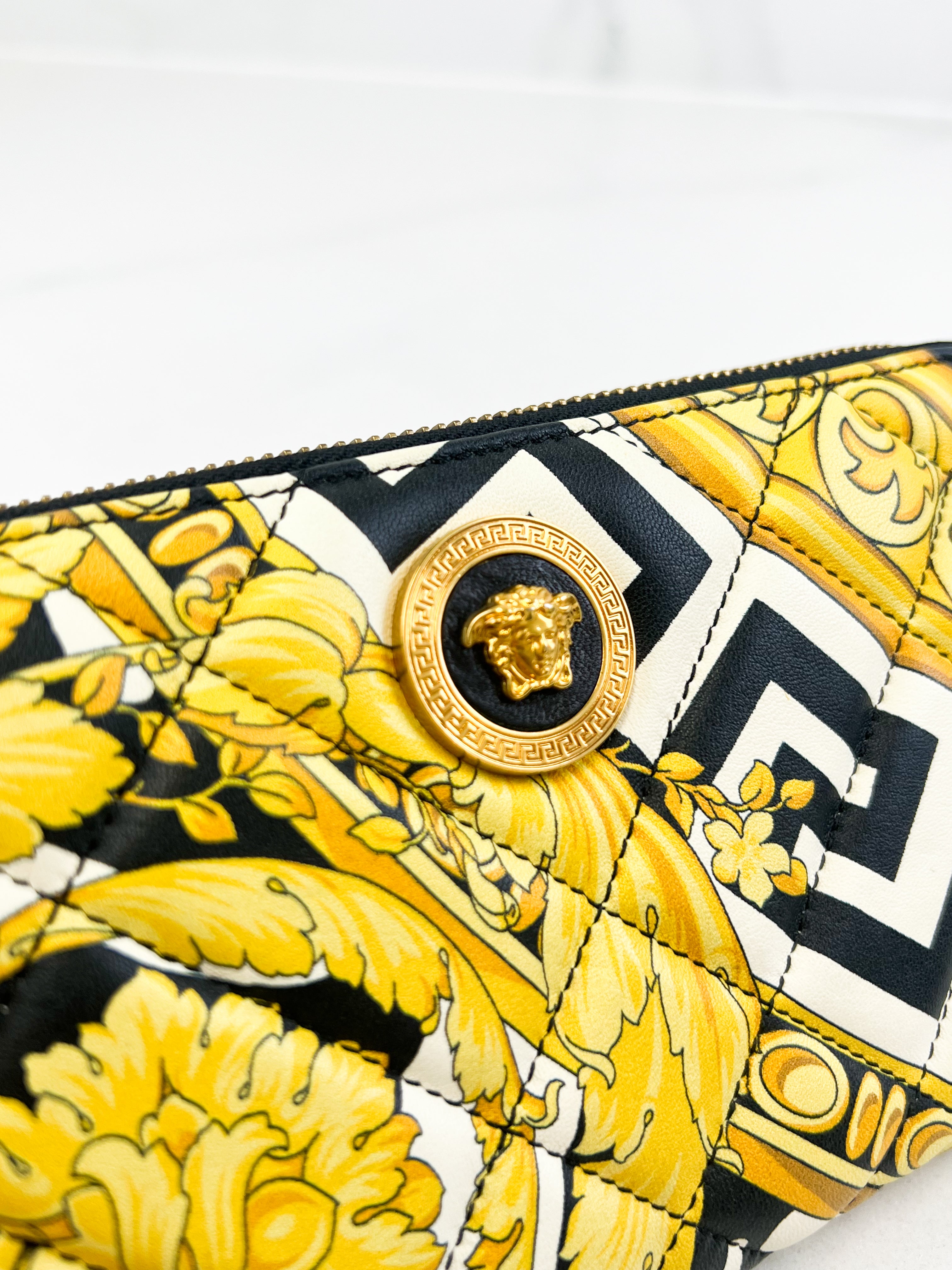 Black & Yellow Leather Tribute Zip Wallet