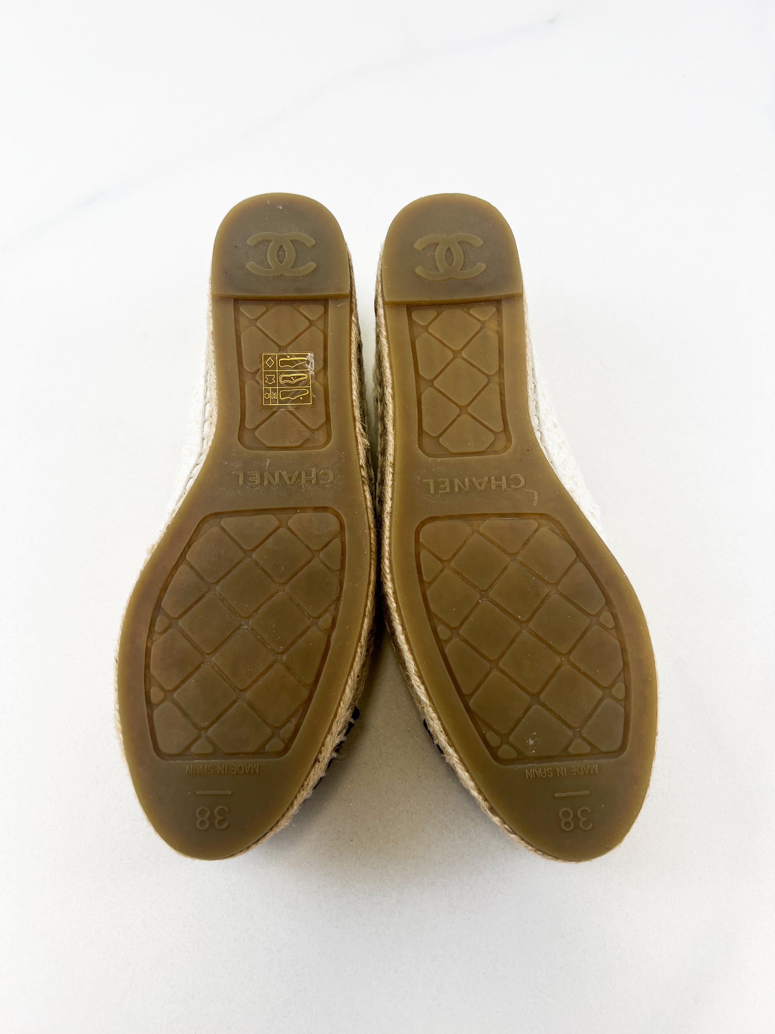 Chanel CC Tweed Espadrille Size 38