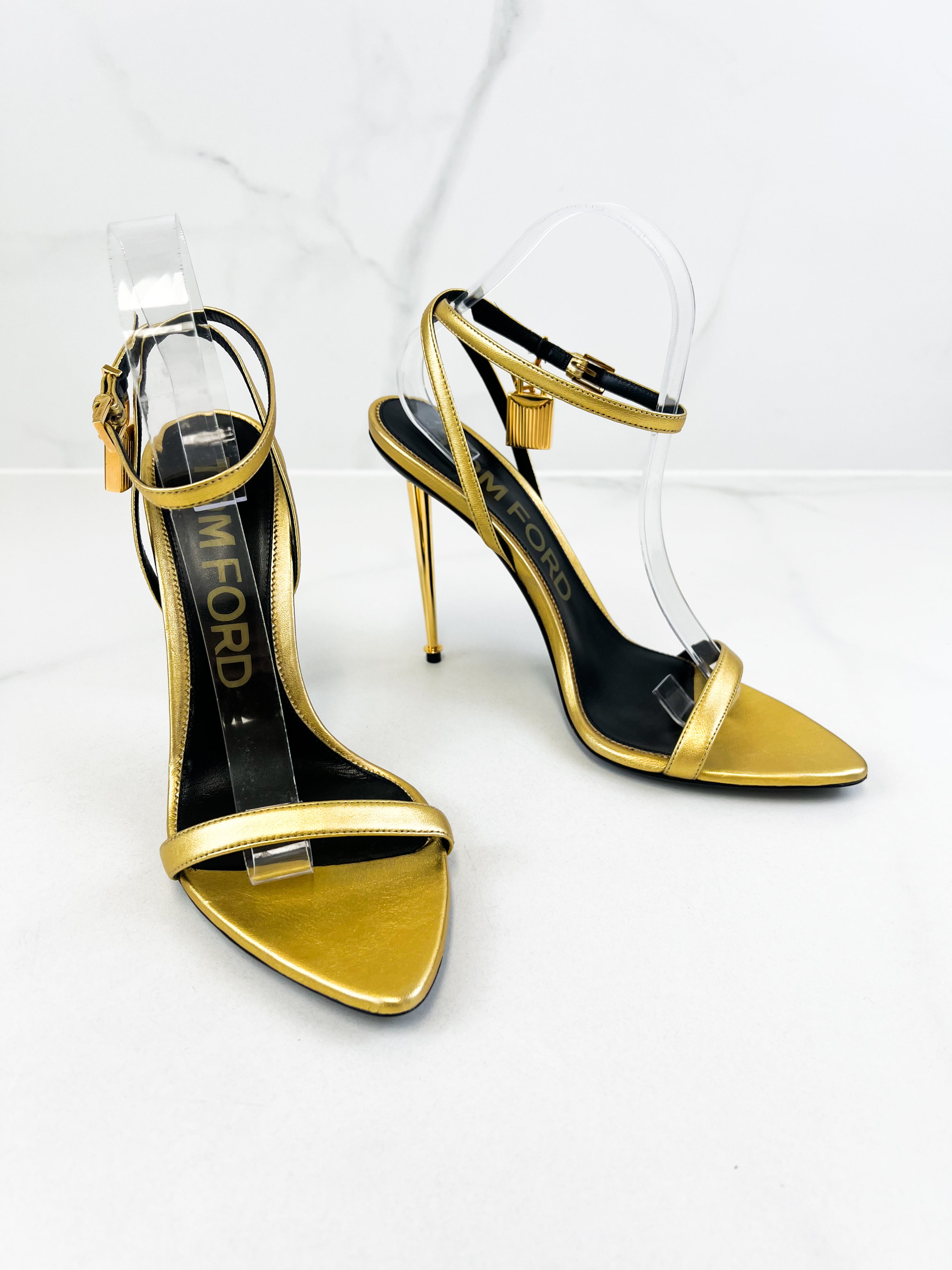 Tom Ford Gold Padlock Sandal Size 41