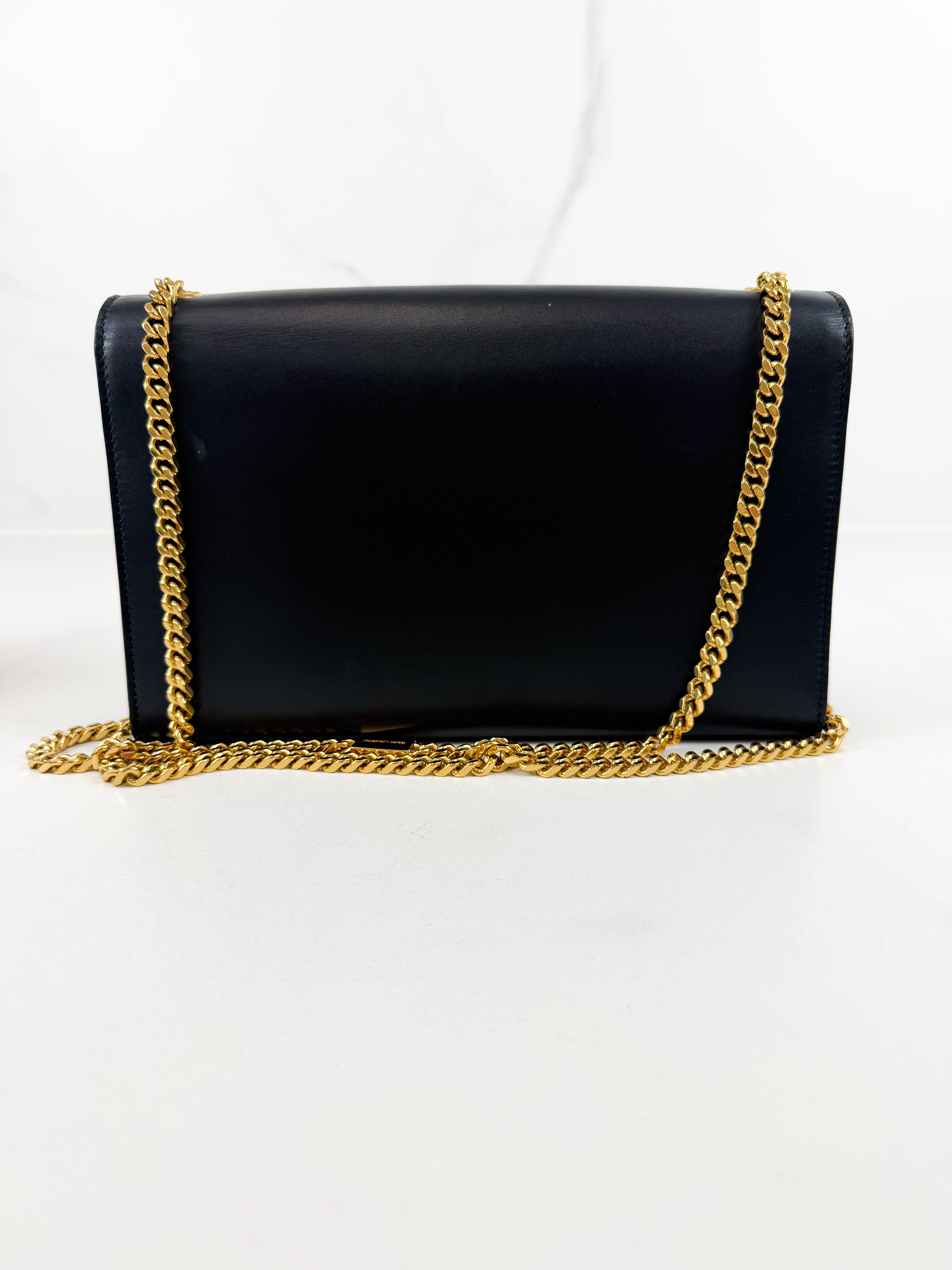 Saint Laurent Black Kate Medium Tassel Chain Bag with GHW