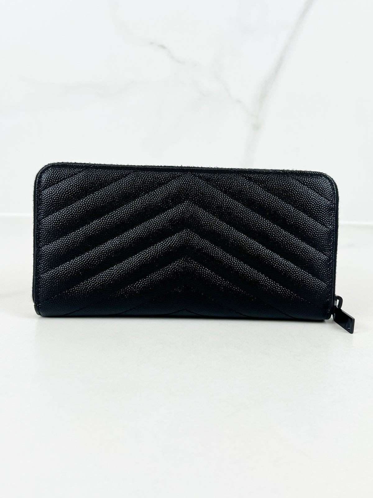 Saint Laurent Monogram Zip Around Wallet in GHW