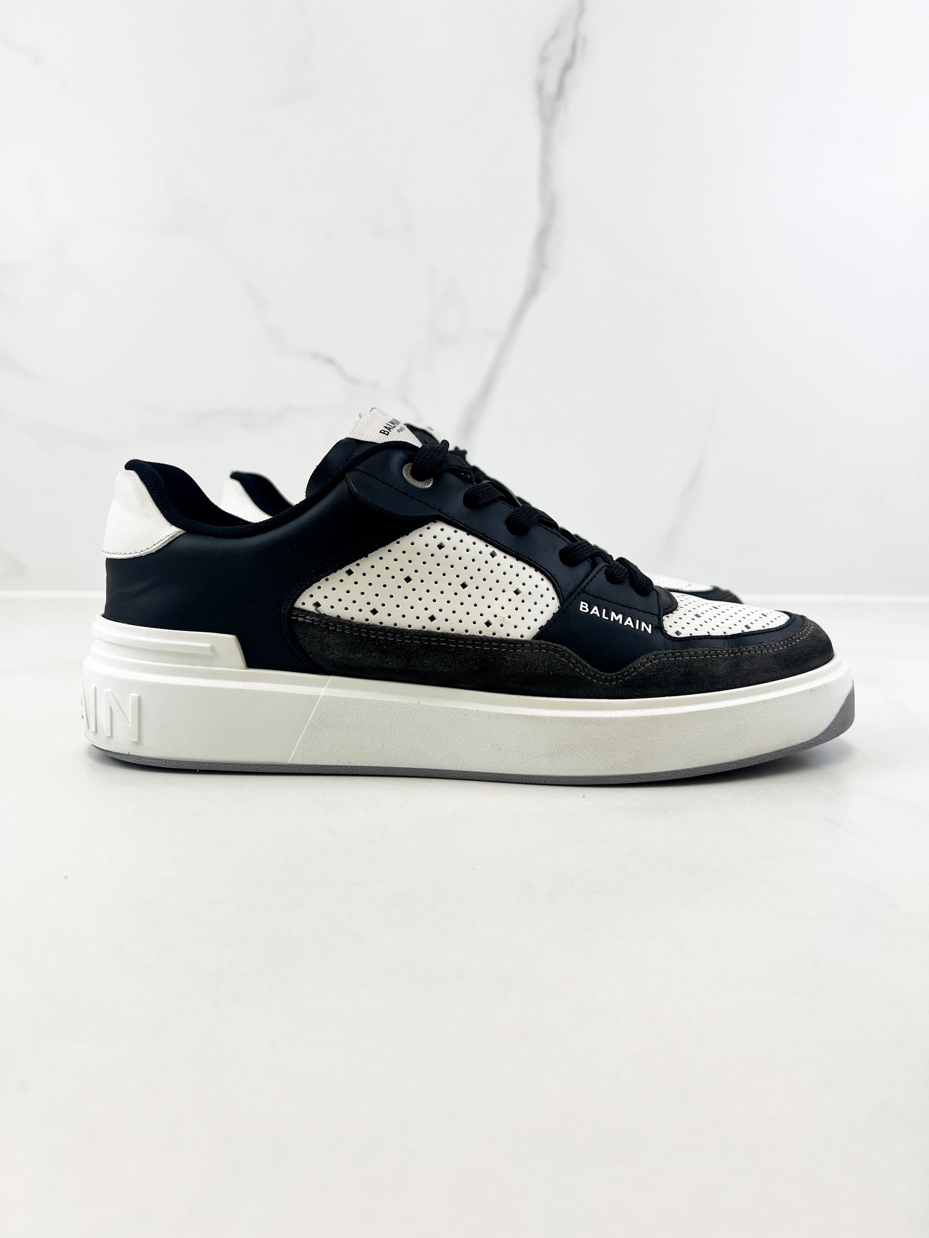 Balmain Black & White Low Top Sneaker Size 7US