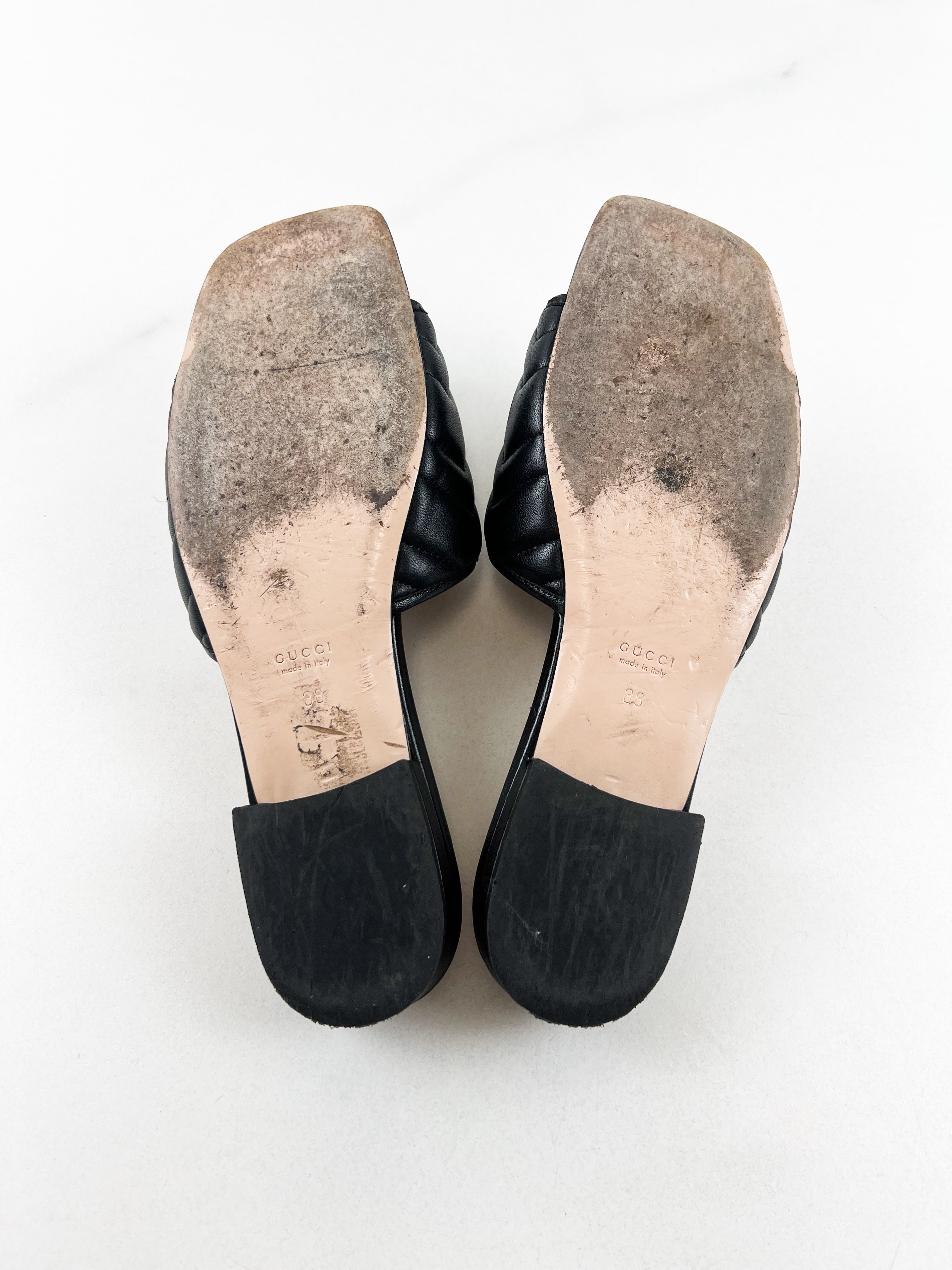Gucci Jolie Marmont GG Logo Quilted Slides Size 38