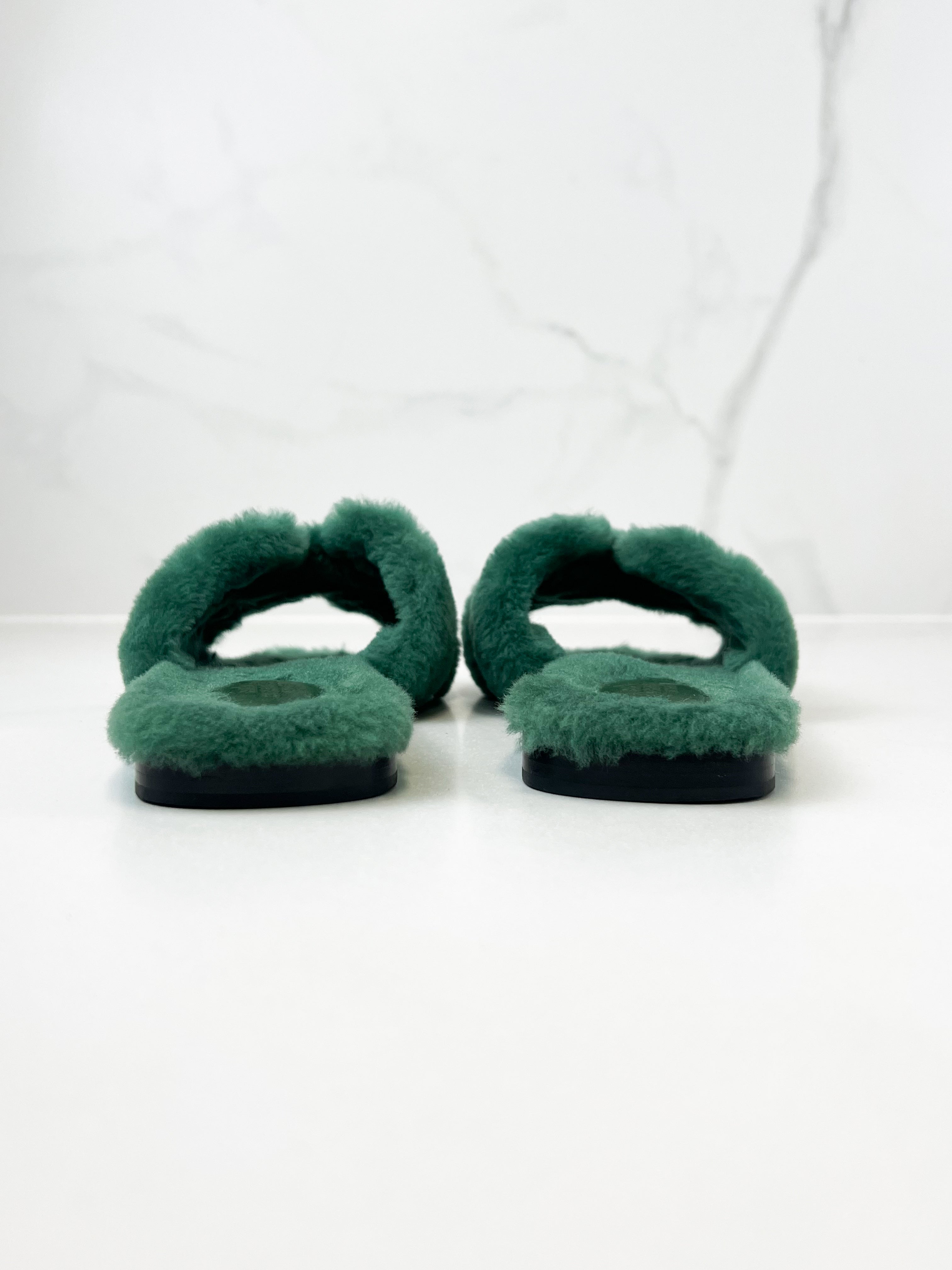 Hermes Oran Shearling Sandals Size 38