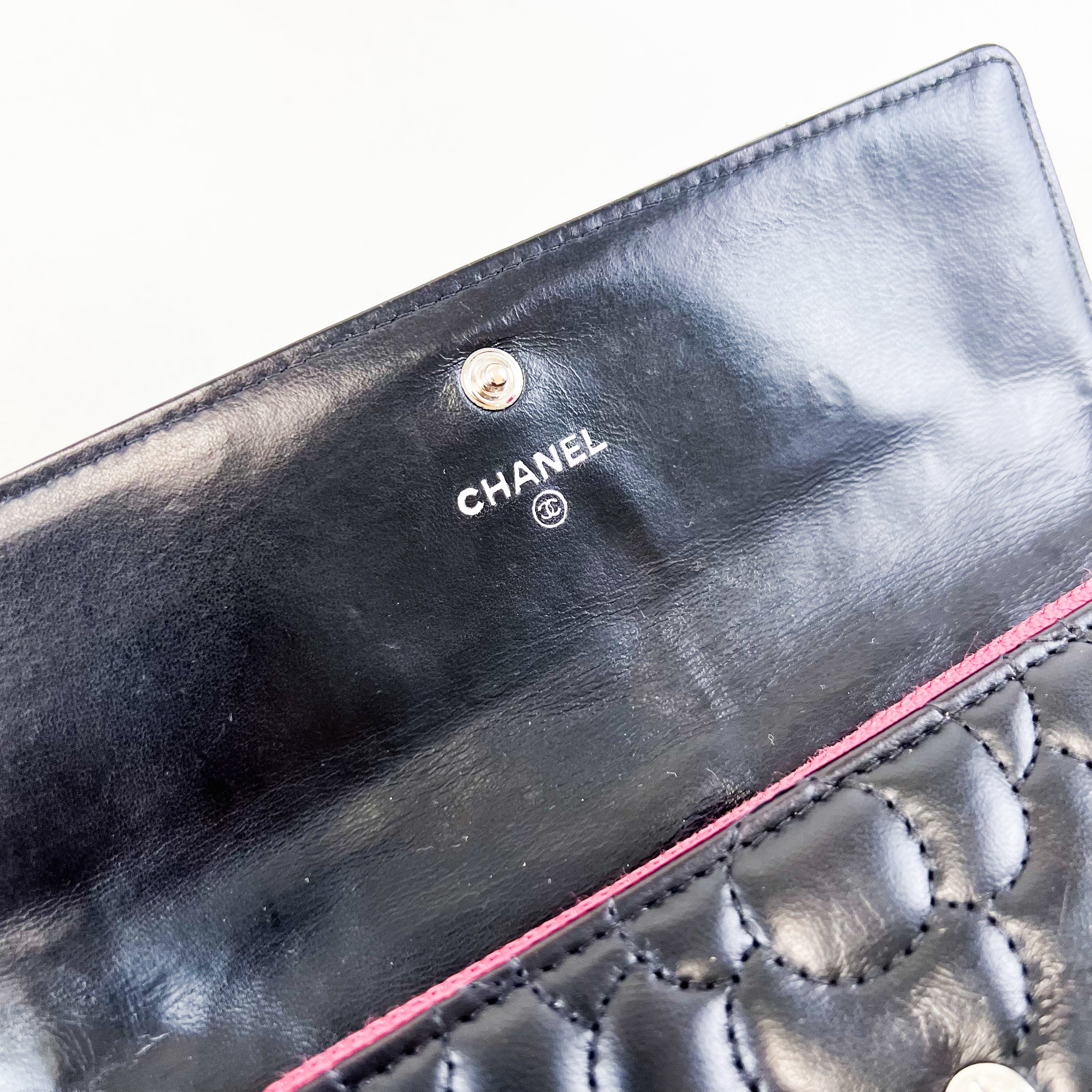 Chanel Camelia Lambskin Bi-Fold Black Wallet