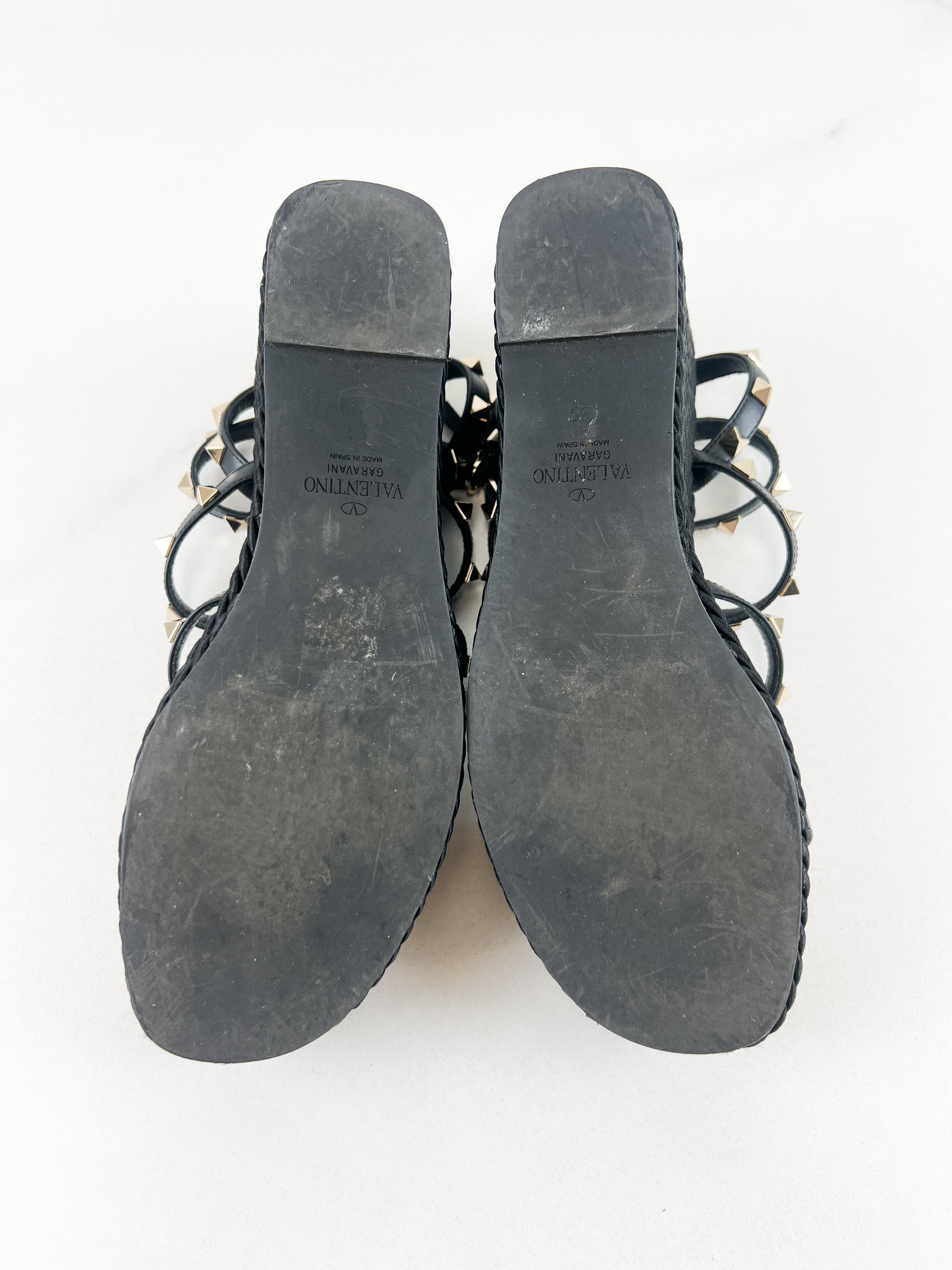 Valentino Rockstud Torchon Caged Wedge Sandal Size 39