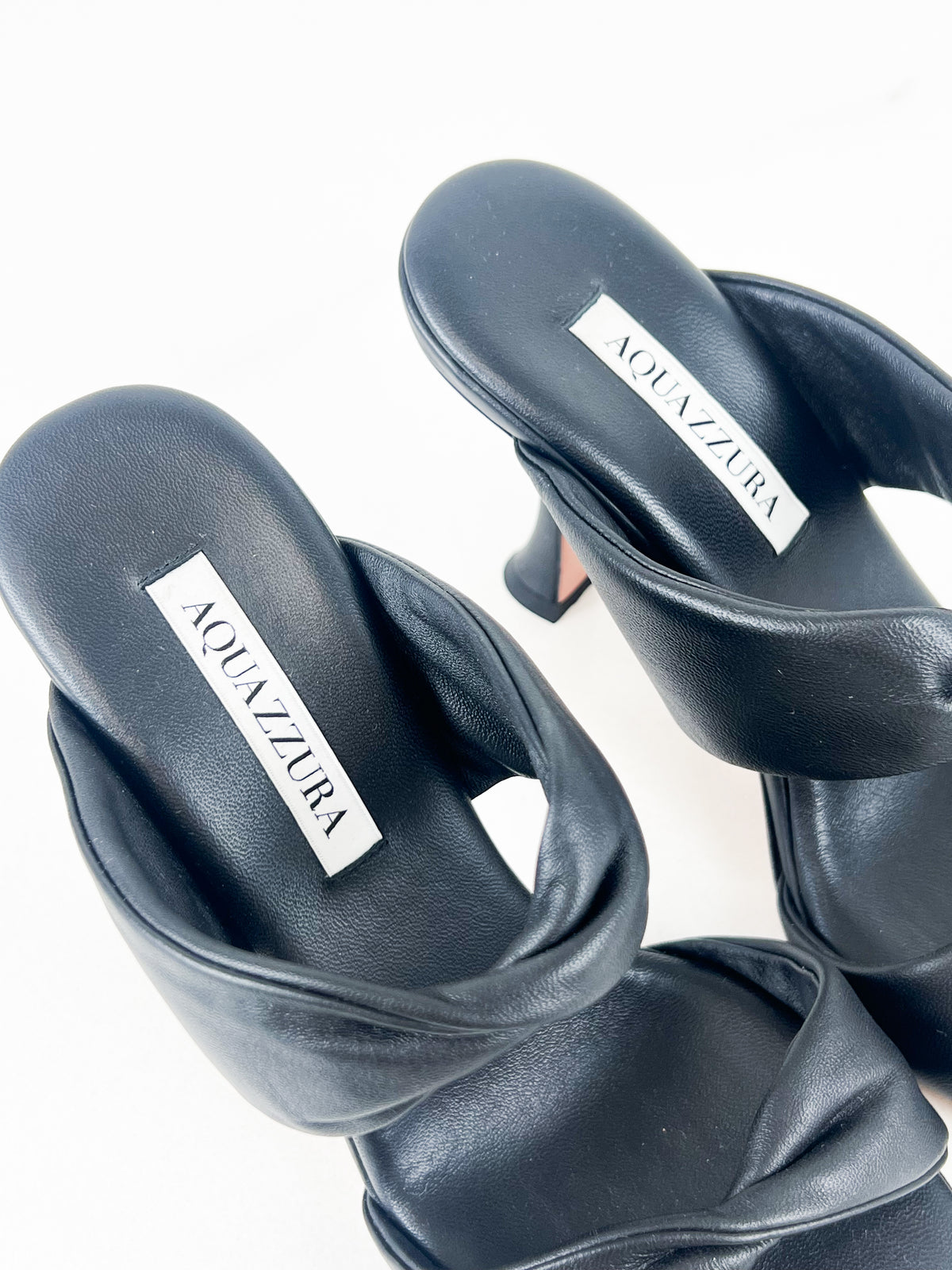 Aquazzura Twist Sandals 95mm in Black Leather Size 38