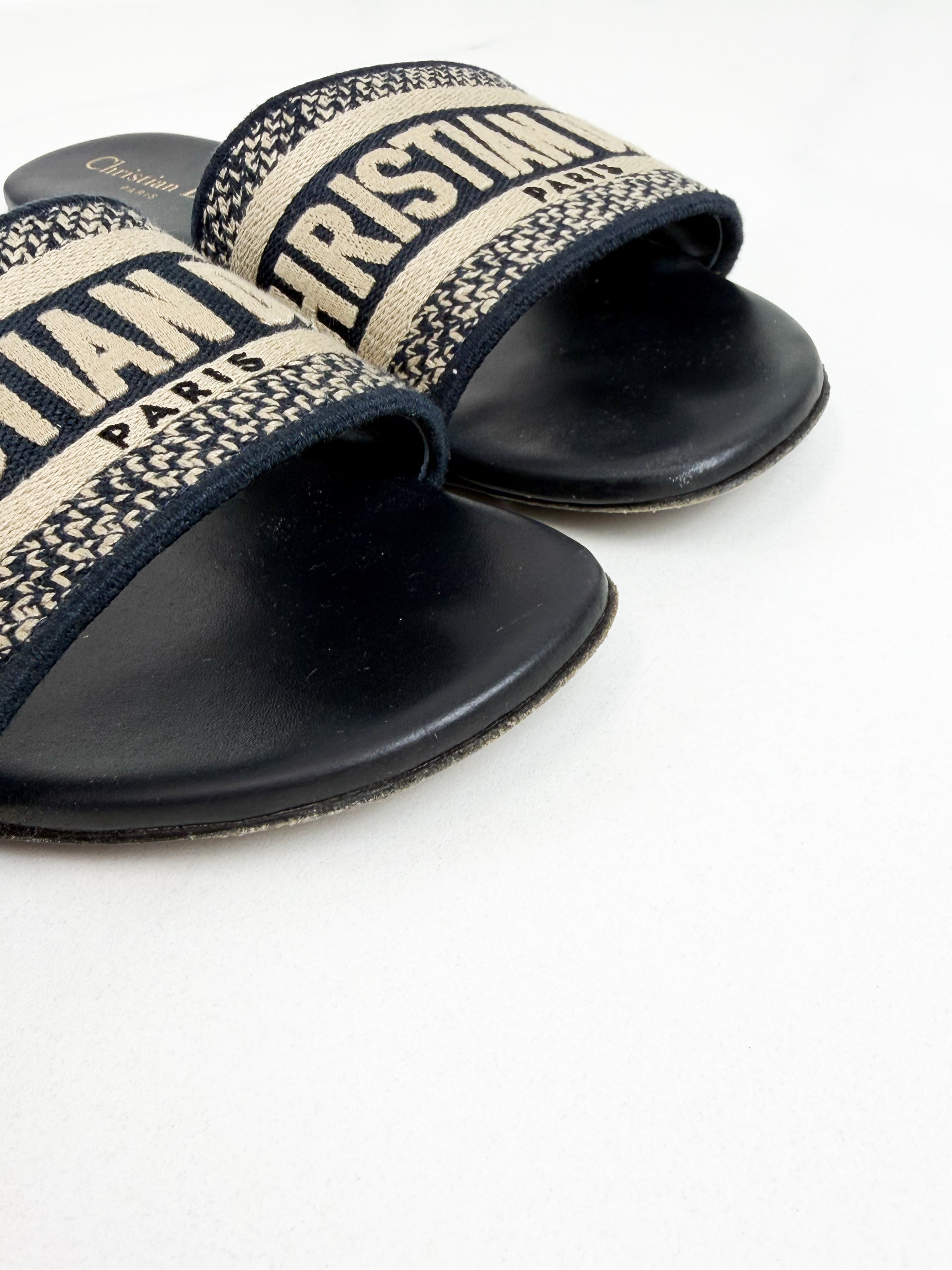 Christian Dior Navy Dway Slides Size 39