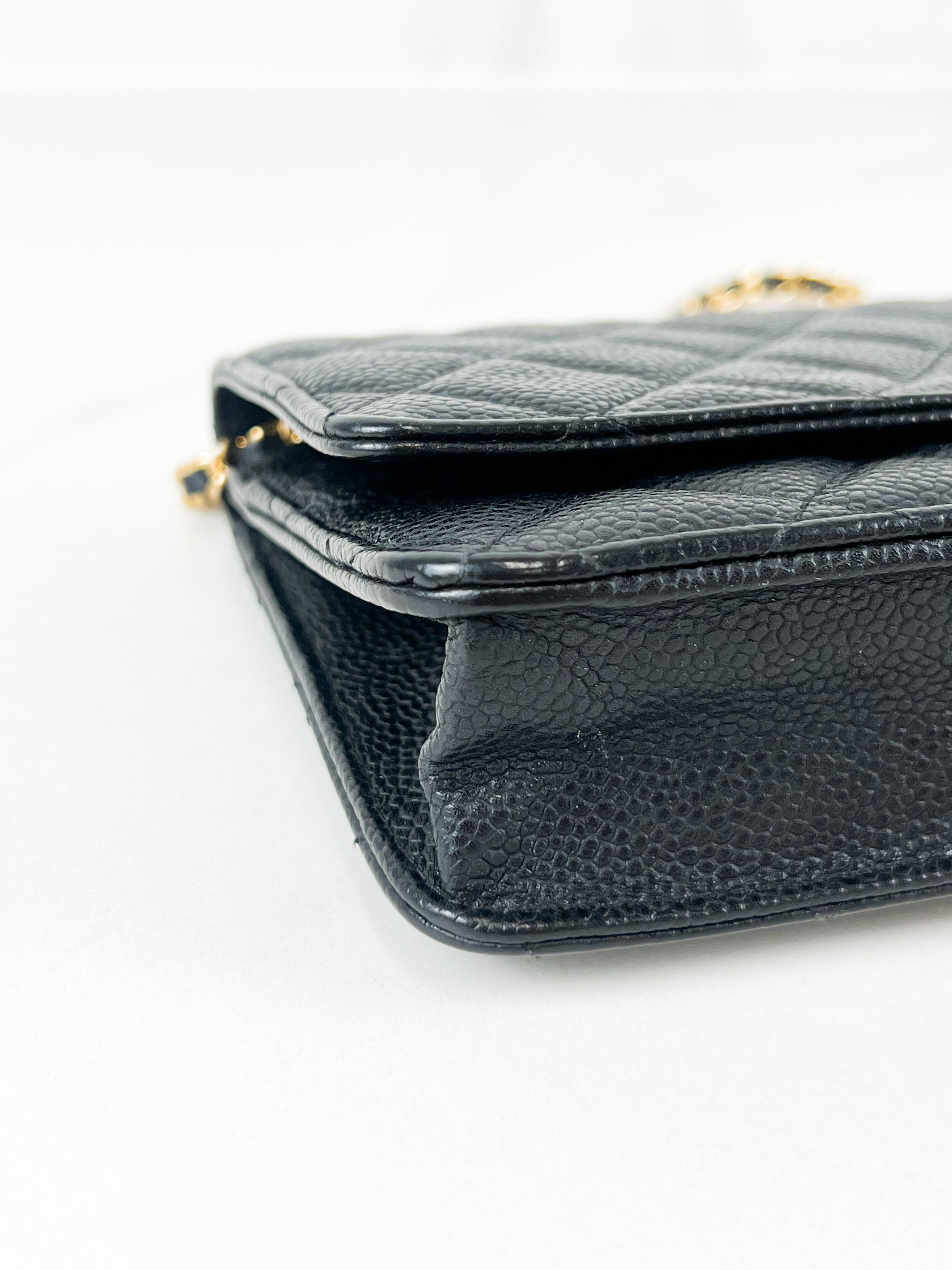 Chanel Black Classic Caviar CC WOC with GHW