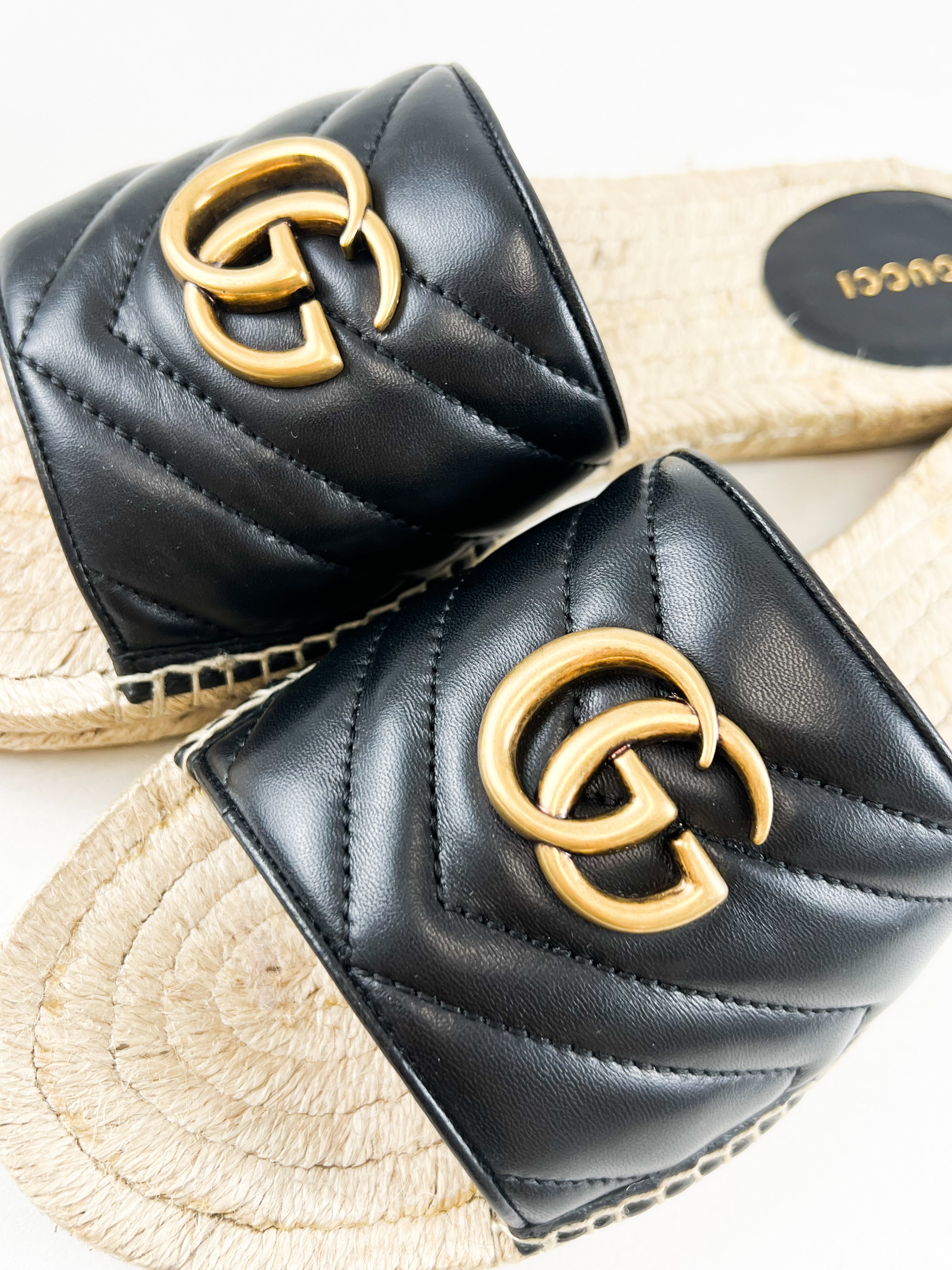 Gucci Women's GG Marmont Canvas Espadrille Sandal Size 40