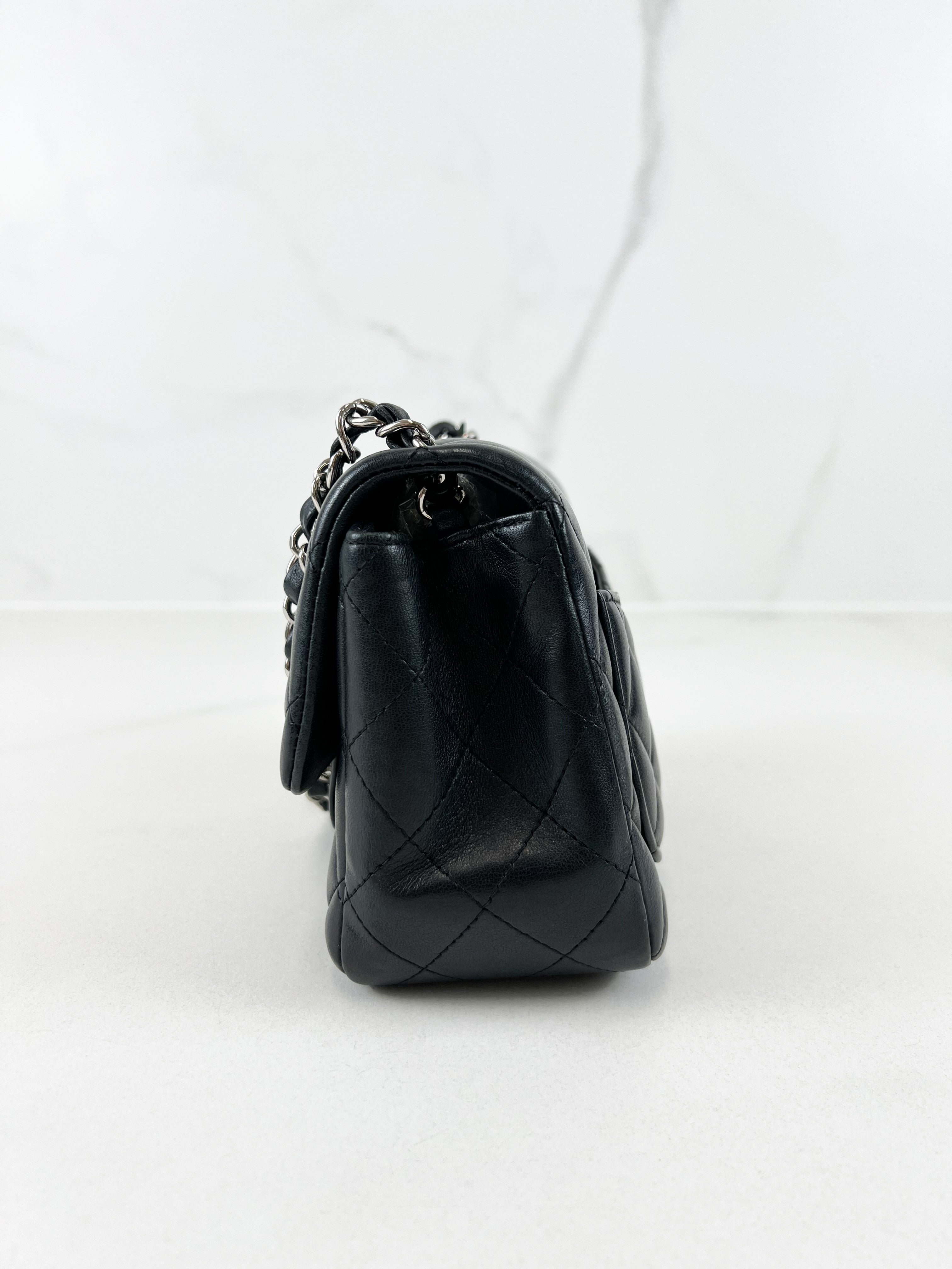 Chanel Mini Square in Black Lambskin with SHW