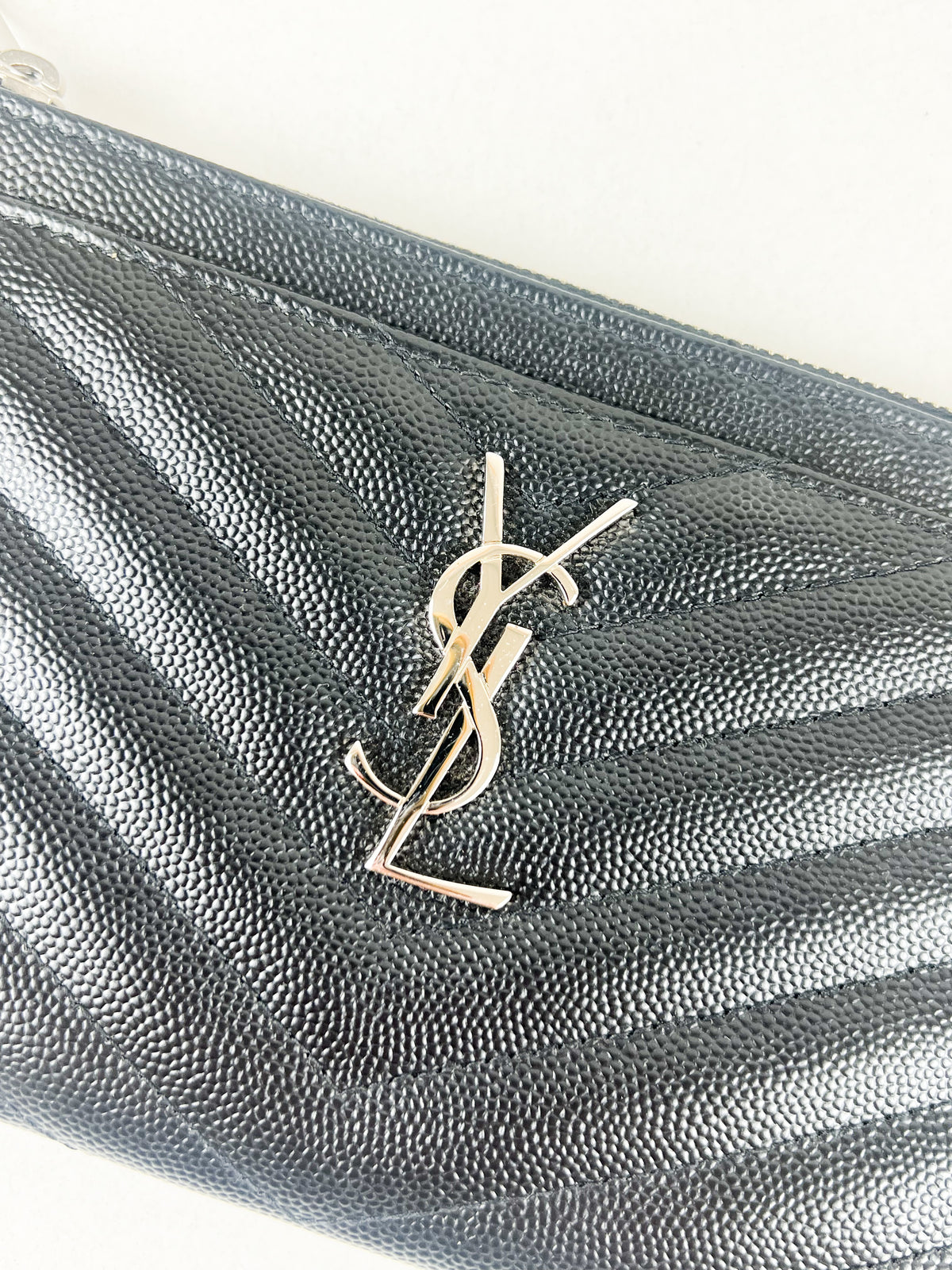 Saint Laurent Cassandre Metelasse Pouch in Grain De Poudre Leather with SHW