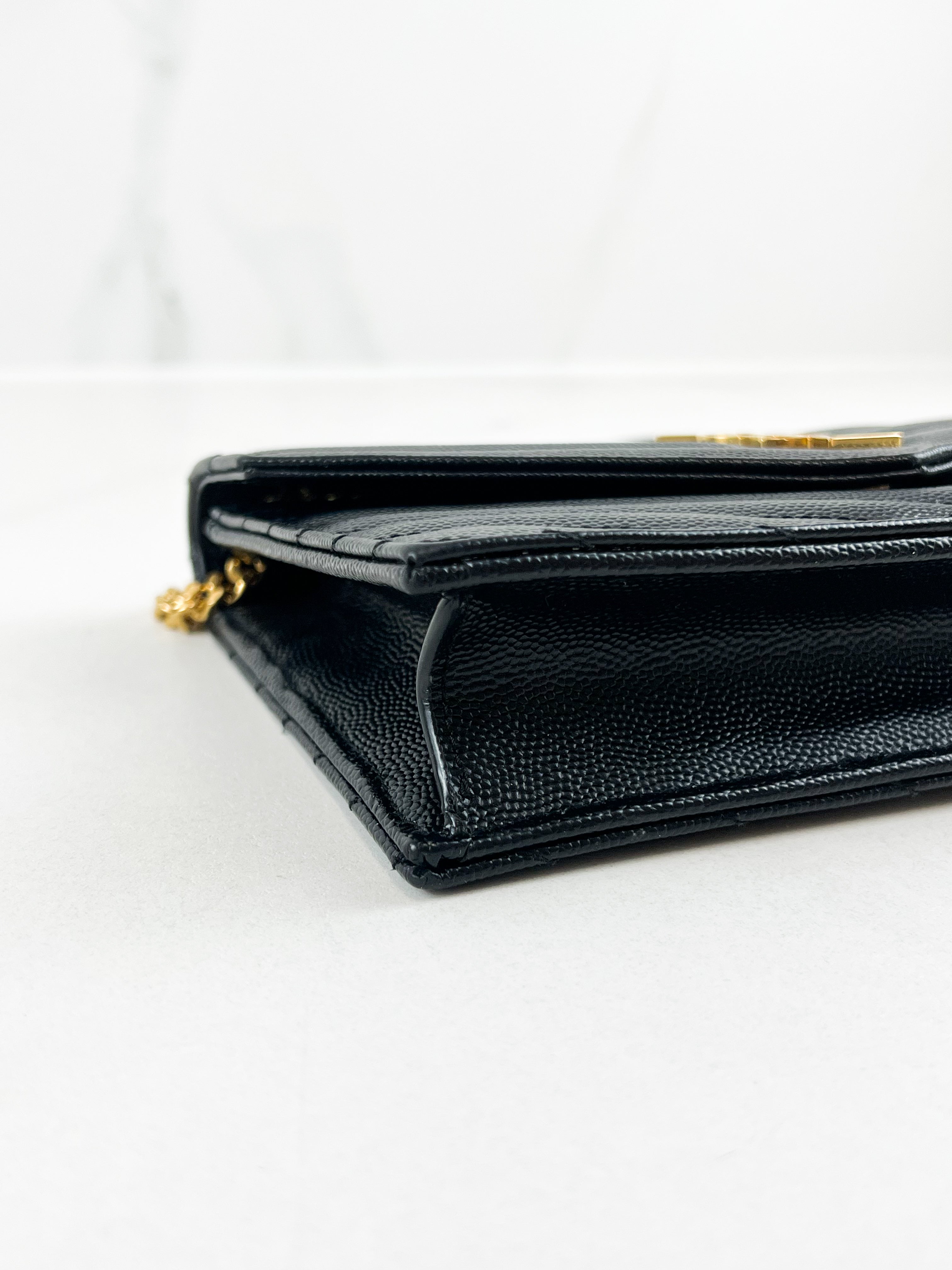 Saint Laurent Black Cassandre Envelope WOC with GHW